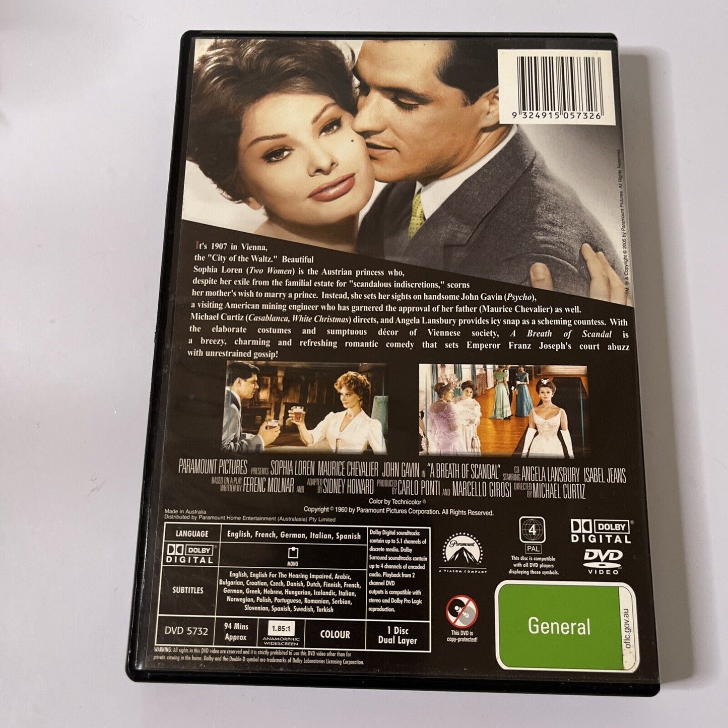 A Breath Of Scandal (DVD, 1960) Maurice Chevalier, Sophia Loren NEW Region 4
