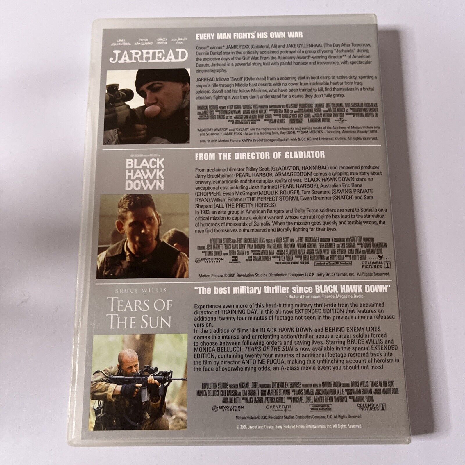 Jarhead / Black Hawk Down / Tears Of The Sun (DVD, 2005) Region 4 ...