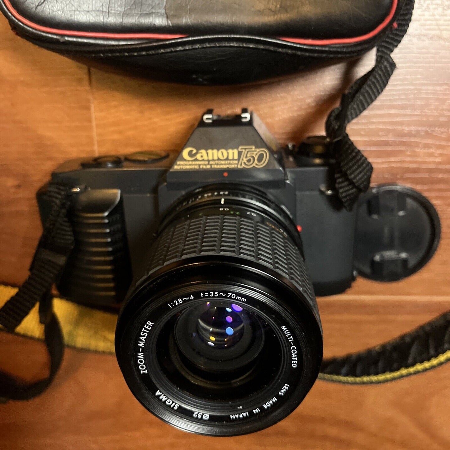 Canon T50 SLR Film Camera & Sigma 1:6.7 Macro Lens *Works ButBroken Battery Lid*