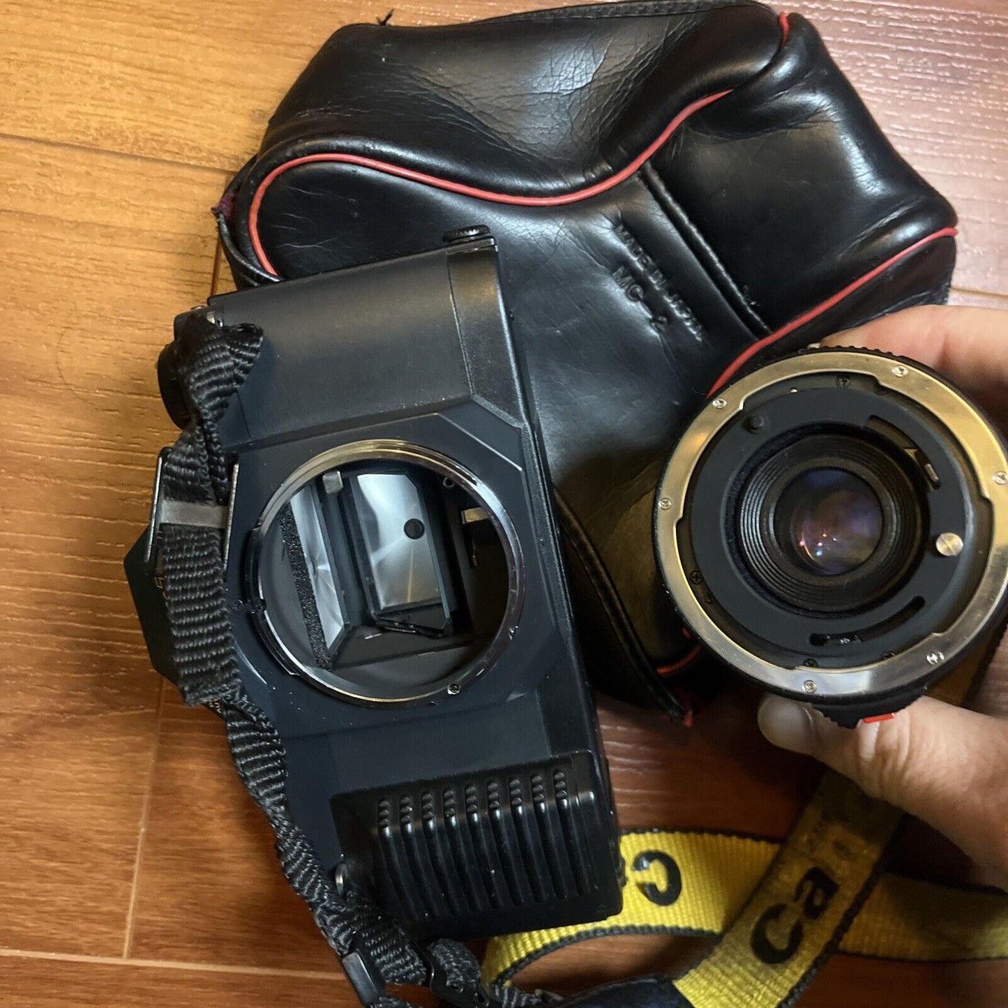 Canon T50 SLR Film Camera & Sigma 1:6.7 Macro Lens *Works ButBroken Battery Lid*