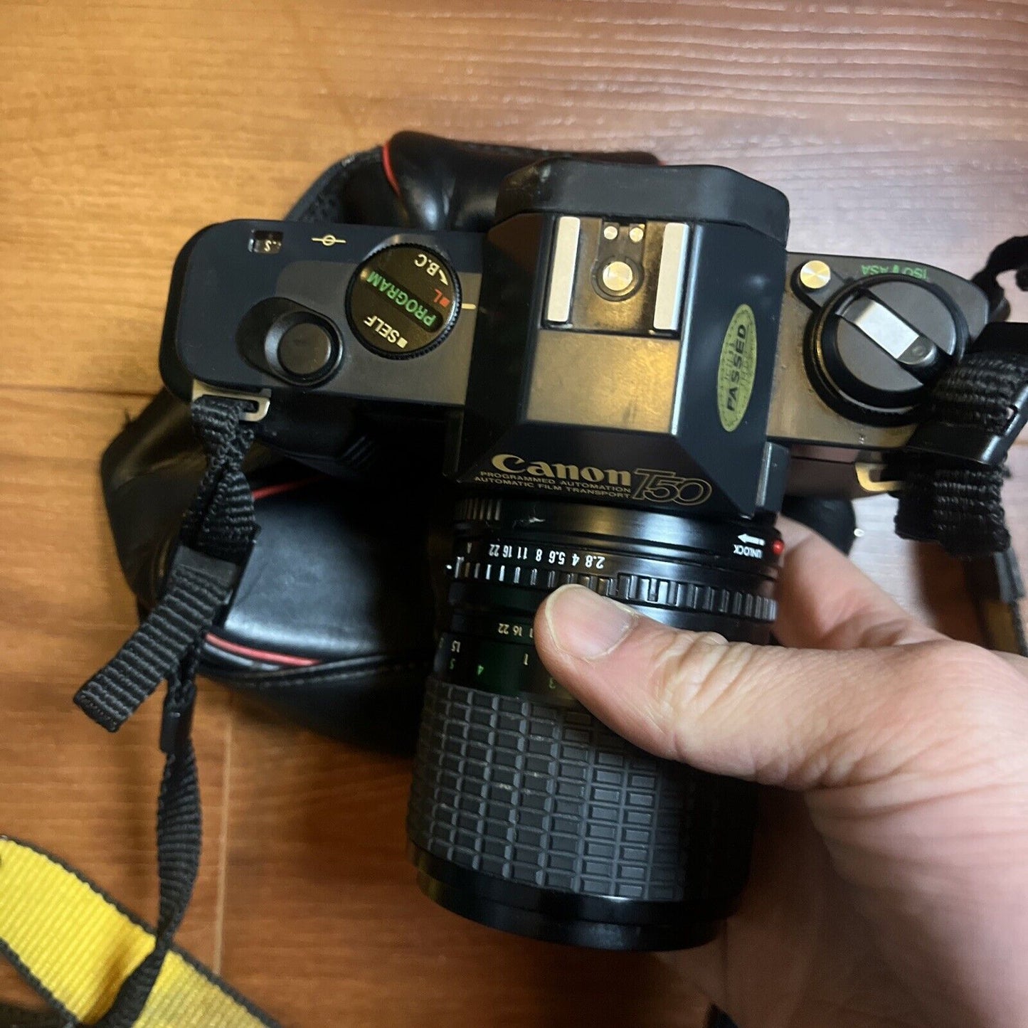 Canon T50 SLR Film Camera & Sigma 1:6.7 Macro Lens *Works ButBroken Battery Lid*