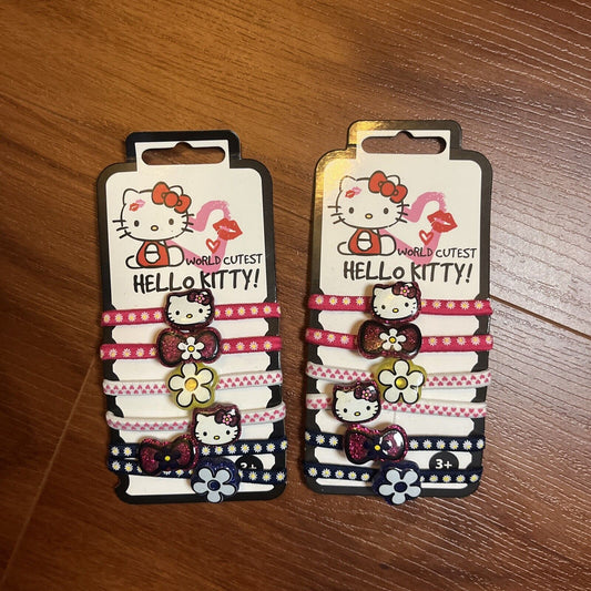 2x Hello Kitty 3D Hair Ties 6 Pack - Flowers