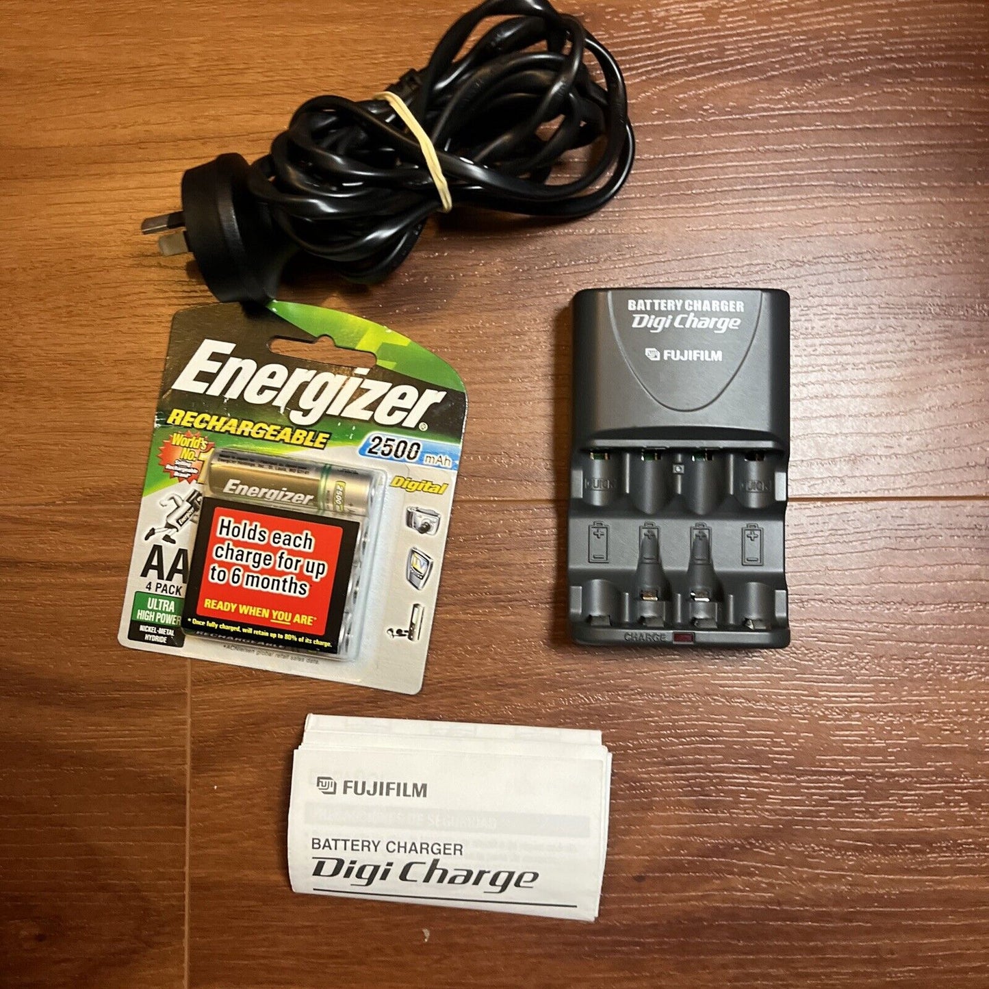 Fujifilm DigiCharge Battery With 4 Pack AA Rechargeable Energizer Batteries NiMH