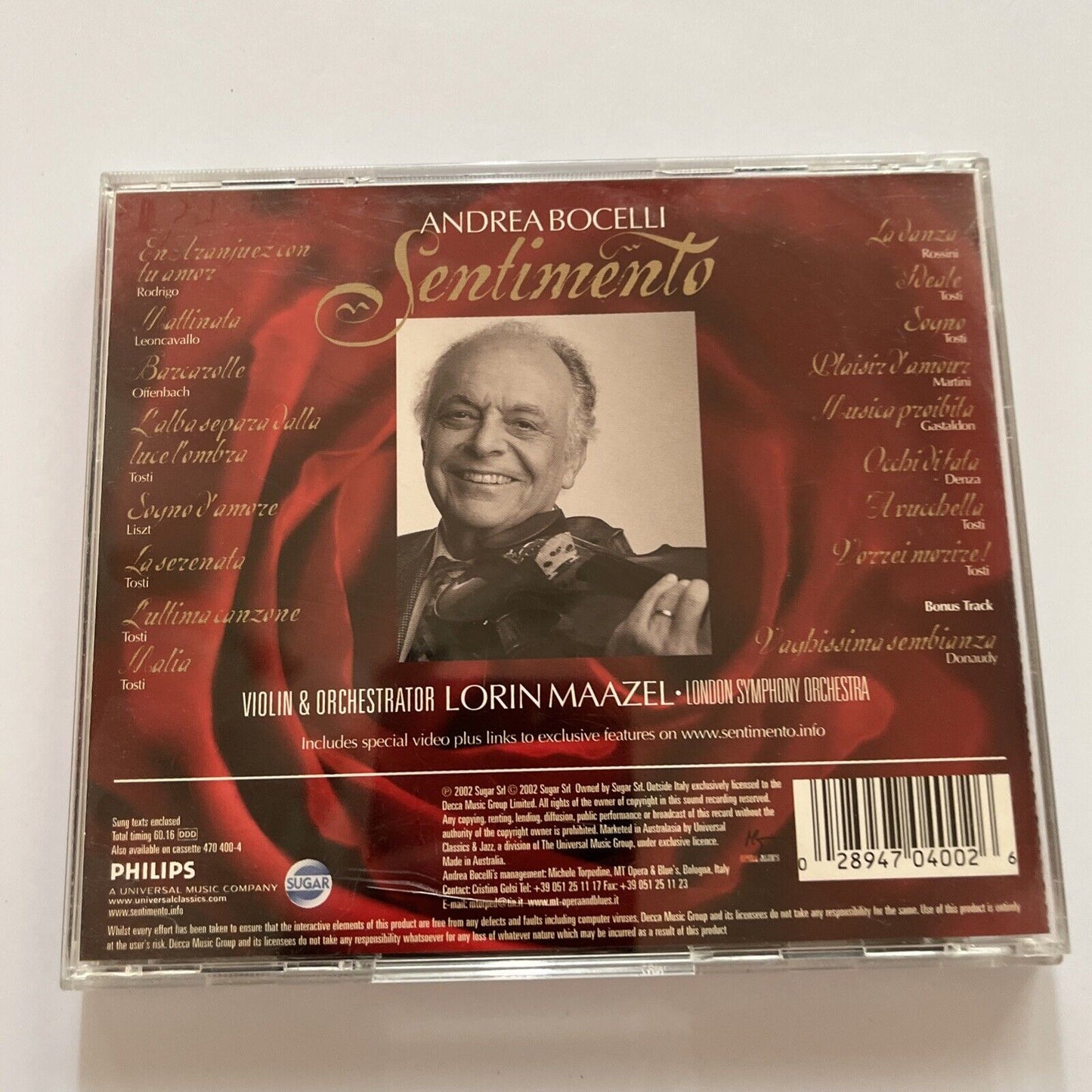 Andrea Bocelli - Sentimento - Special Edition (CD, 2002)