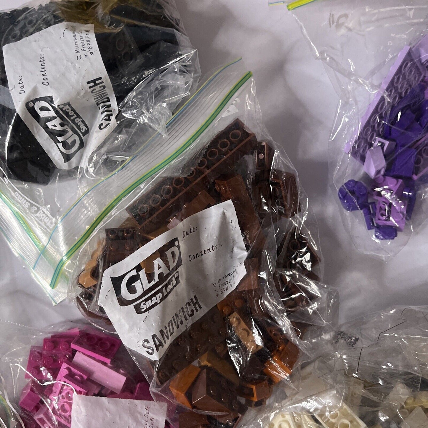 Lego 1.3kg Bulk Lot Green Blue Purple Orange White Pink Brown Black