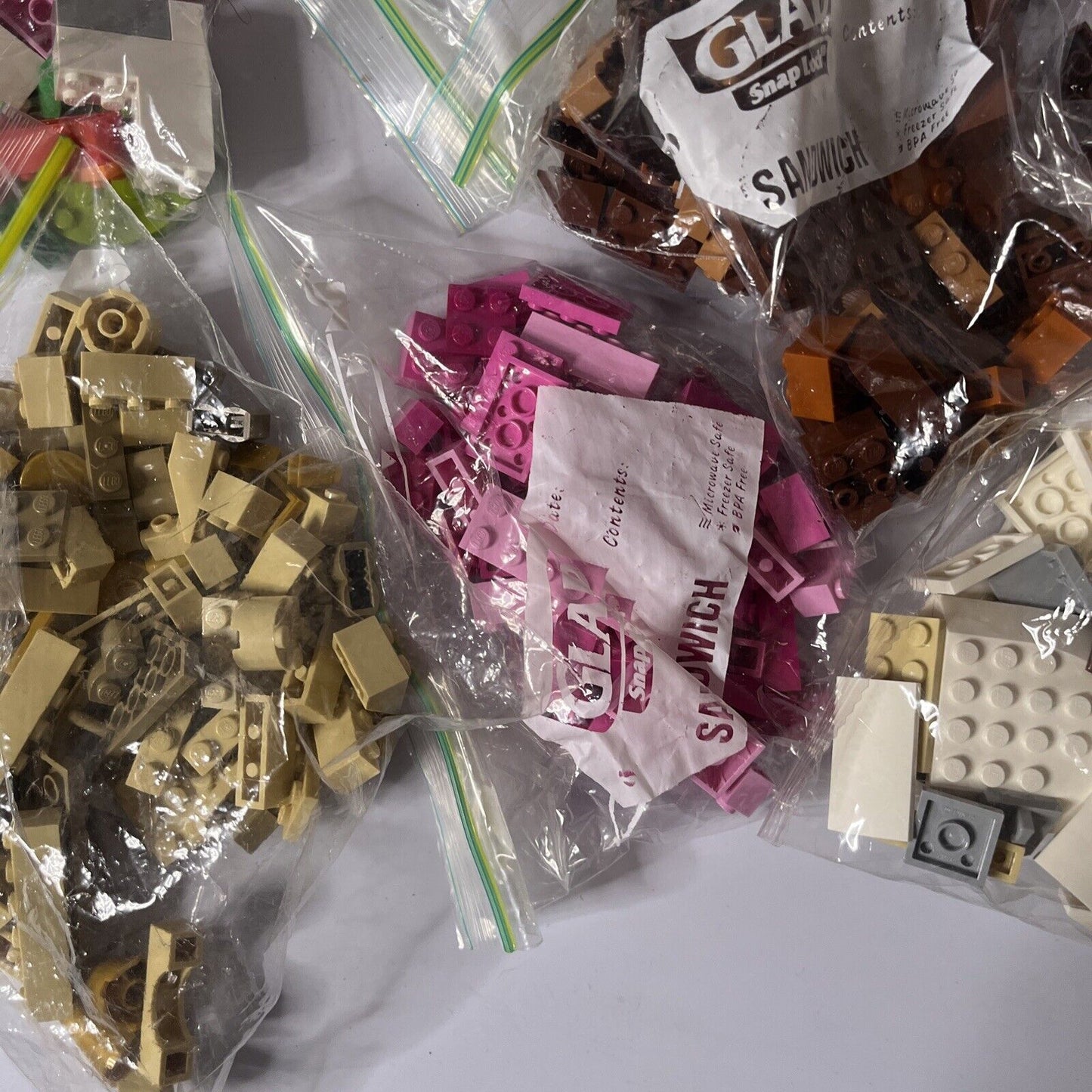 Lego 1.3kg Bulk Lot Green Blue Purple Orange White Pink Brown Black