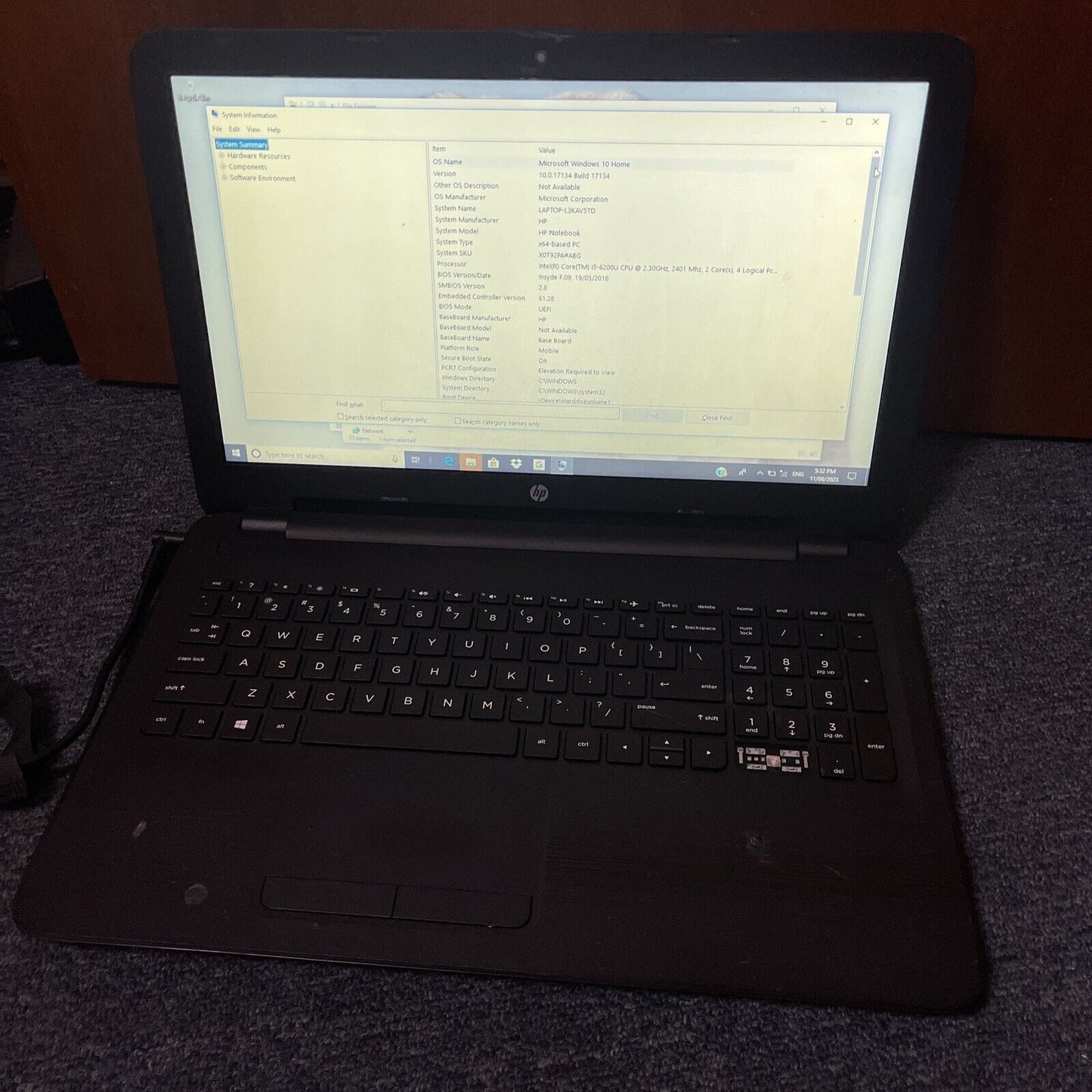 HP TPN-C125 i5-6200U 2.3Ghz 15.6" 8gb RAM 1tb *Flat Battery & Key Missing*