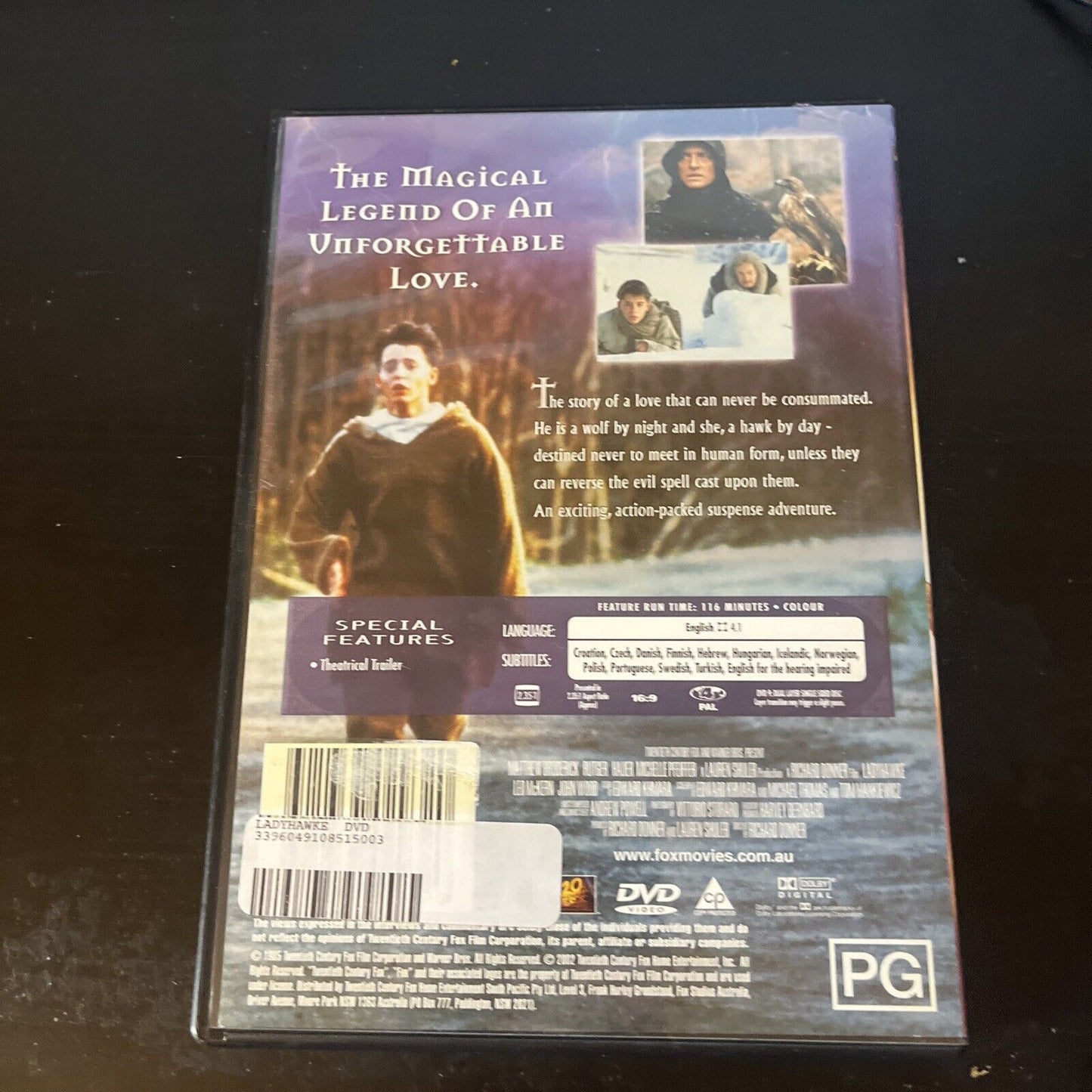 Ladyhawke (DVD, 1985) Rutger Hauer, Michelle Pfeiffer Region 4