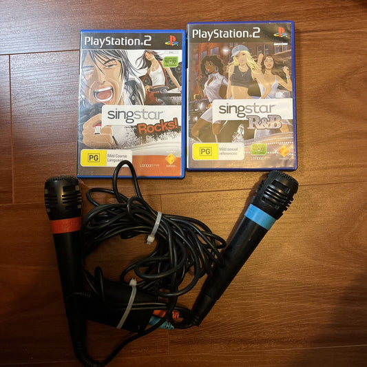 SingStar Rocks! & R&B With 2 USB Microphone Sony Playstation 2 PS2 PAL