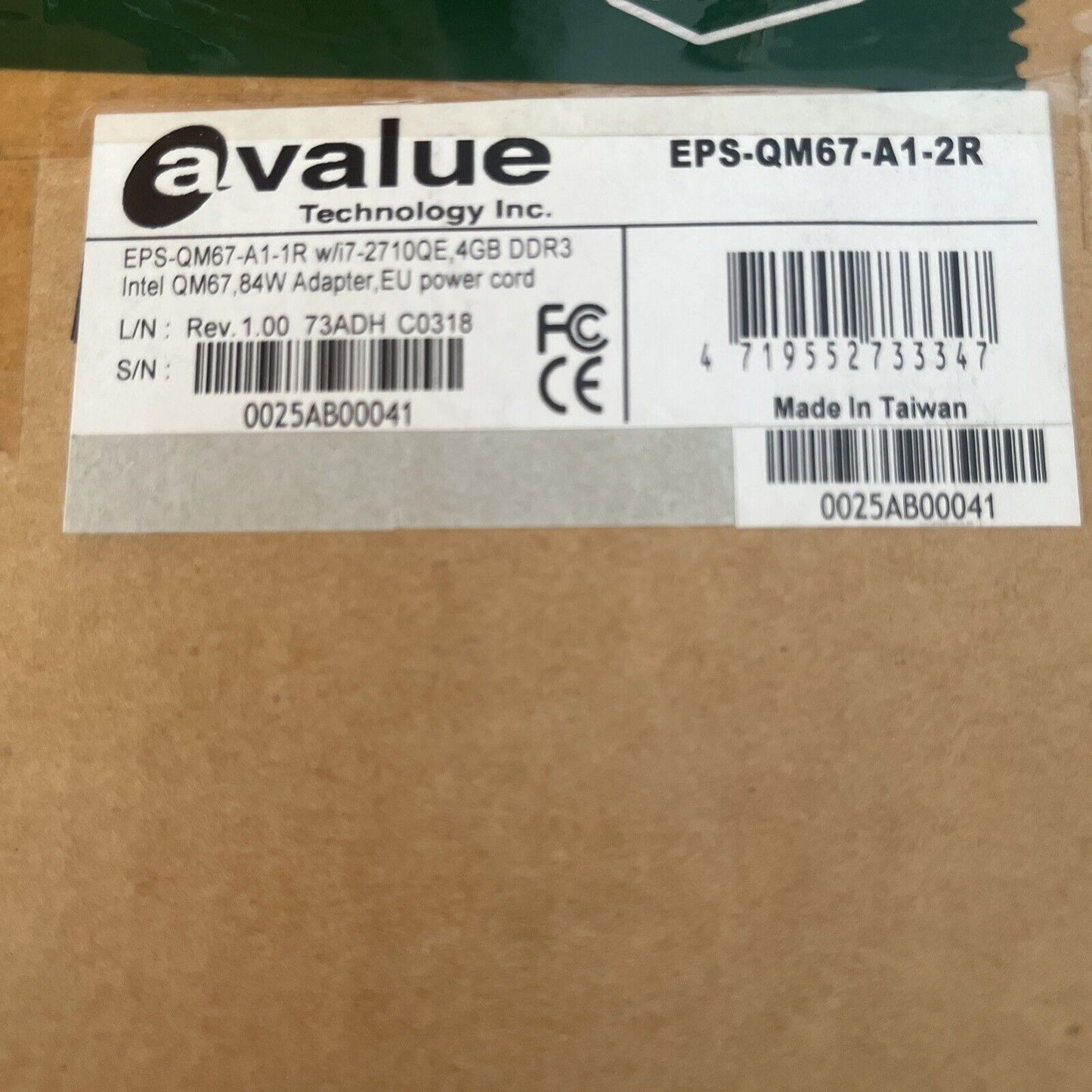 Avalue EPS-QM67 Fanless Intel Core i7 4GB RAM EPS-QM67-A1-2R Medical Panel PC