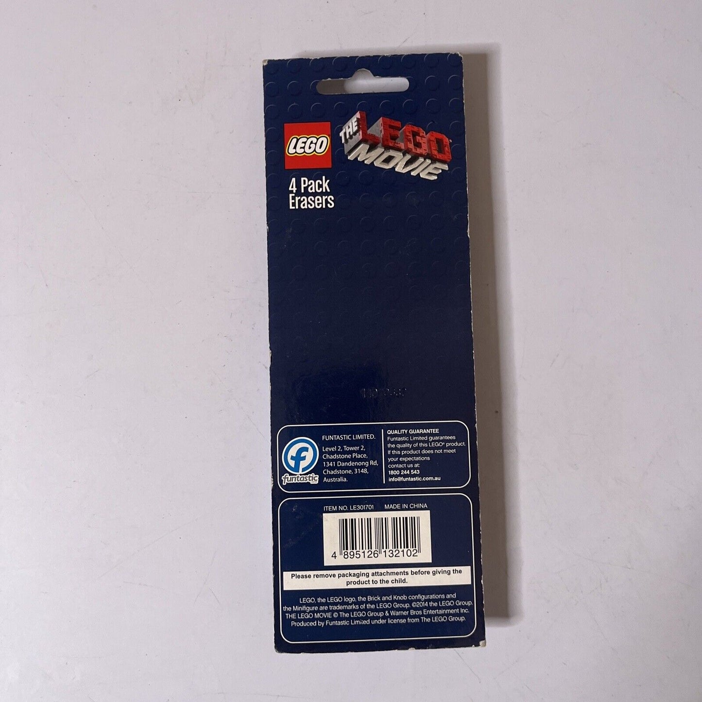 *New Sealed* Lego The Lego Movie 4 Pack Erasers