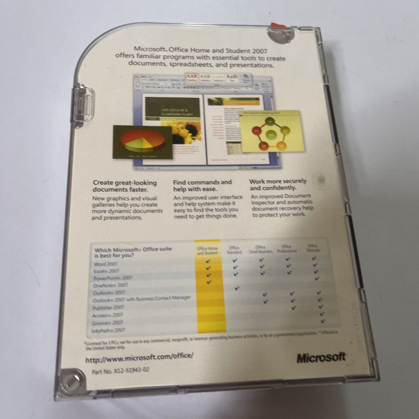 Microsoft Office 2007 Home and Student PC CDROM software