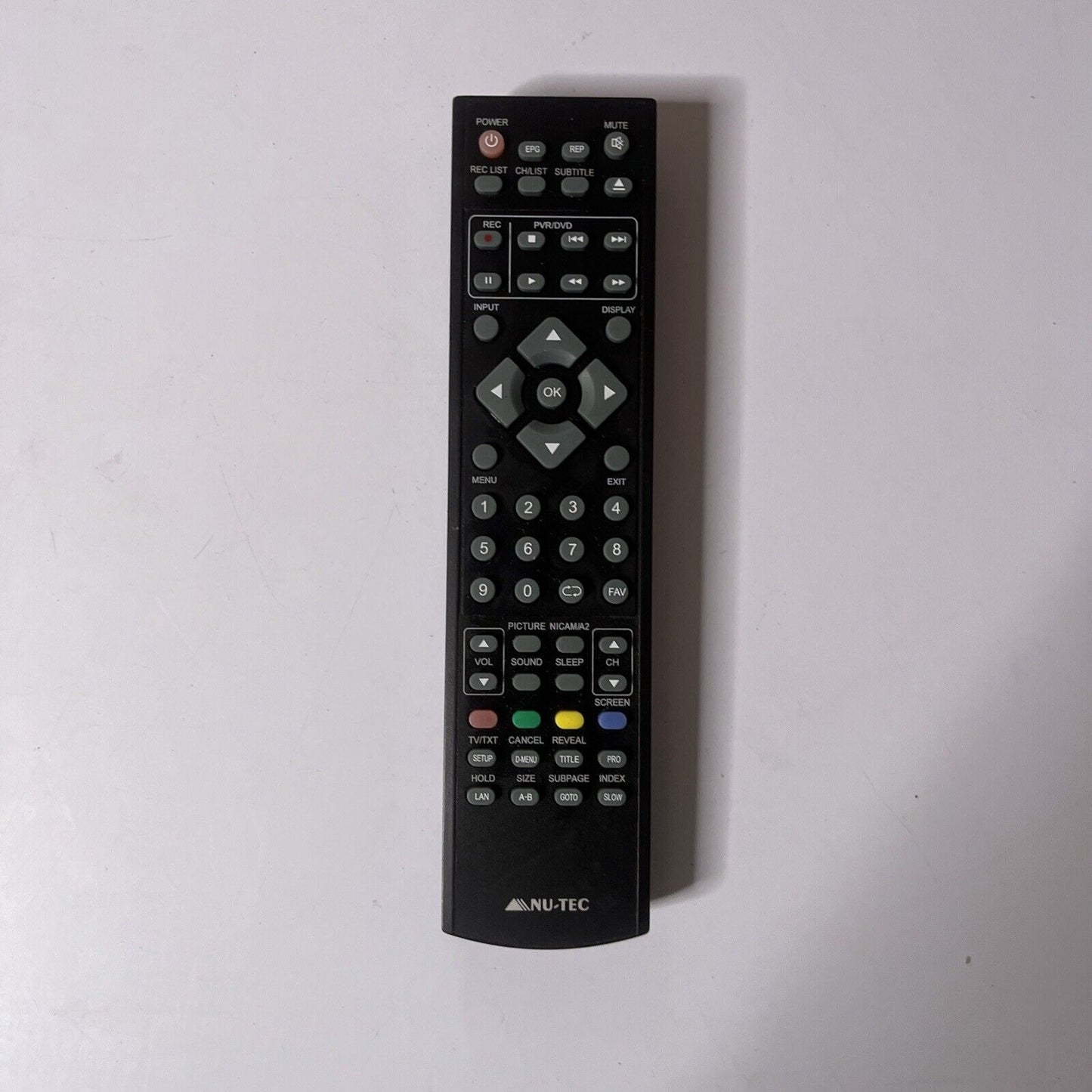 Genuine Nu-Tec Remote Control PVR/DVD Player *Missing Battery Cover*