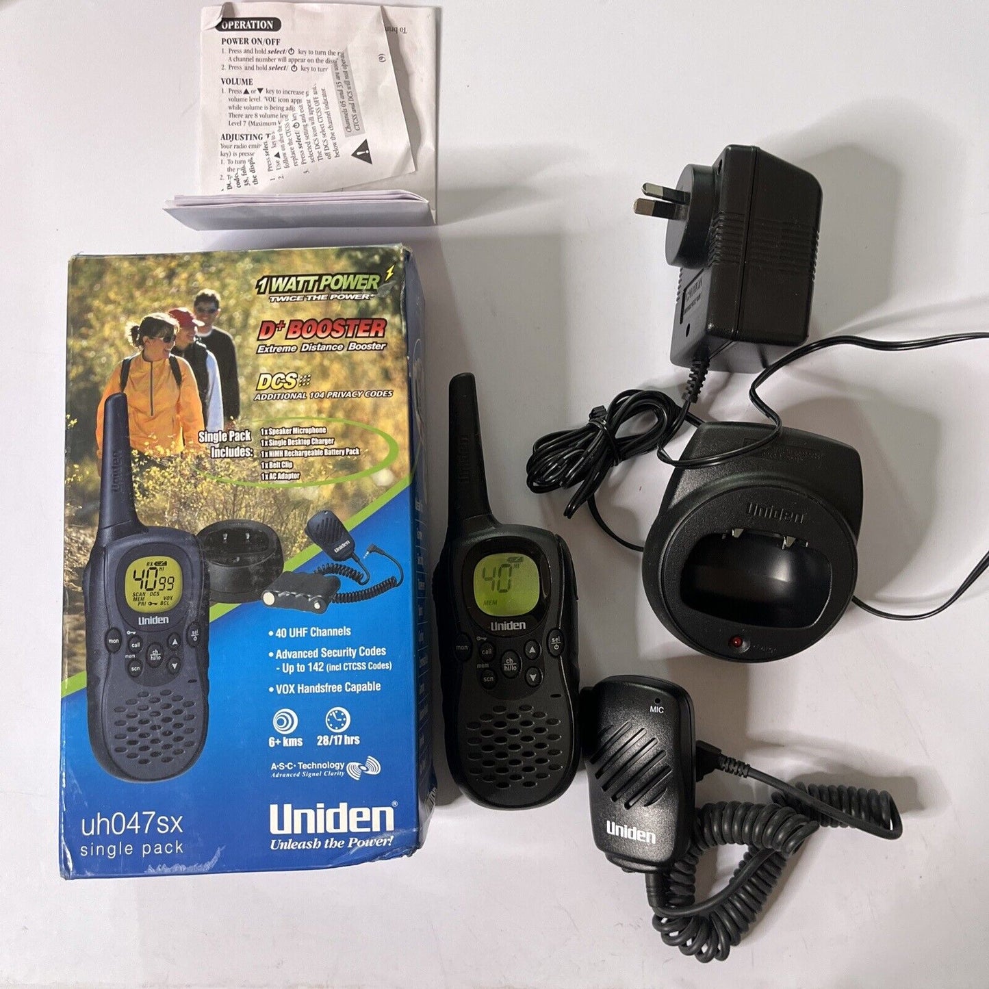 Uniden UH047SX UHF Radio Single Pack with Charger