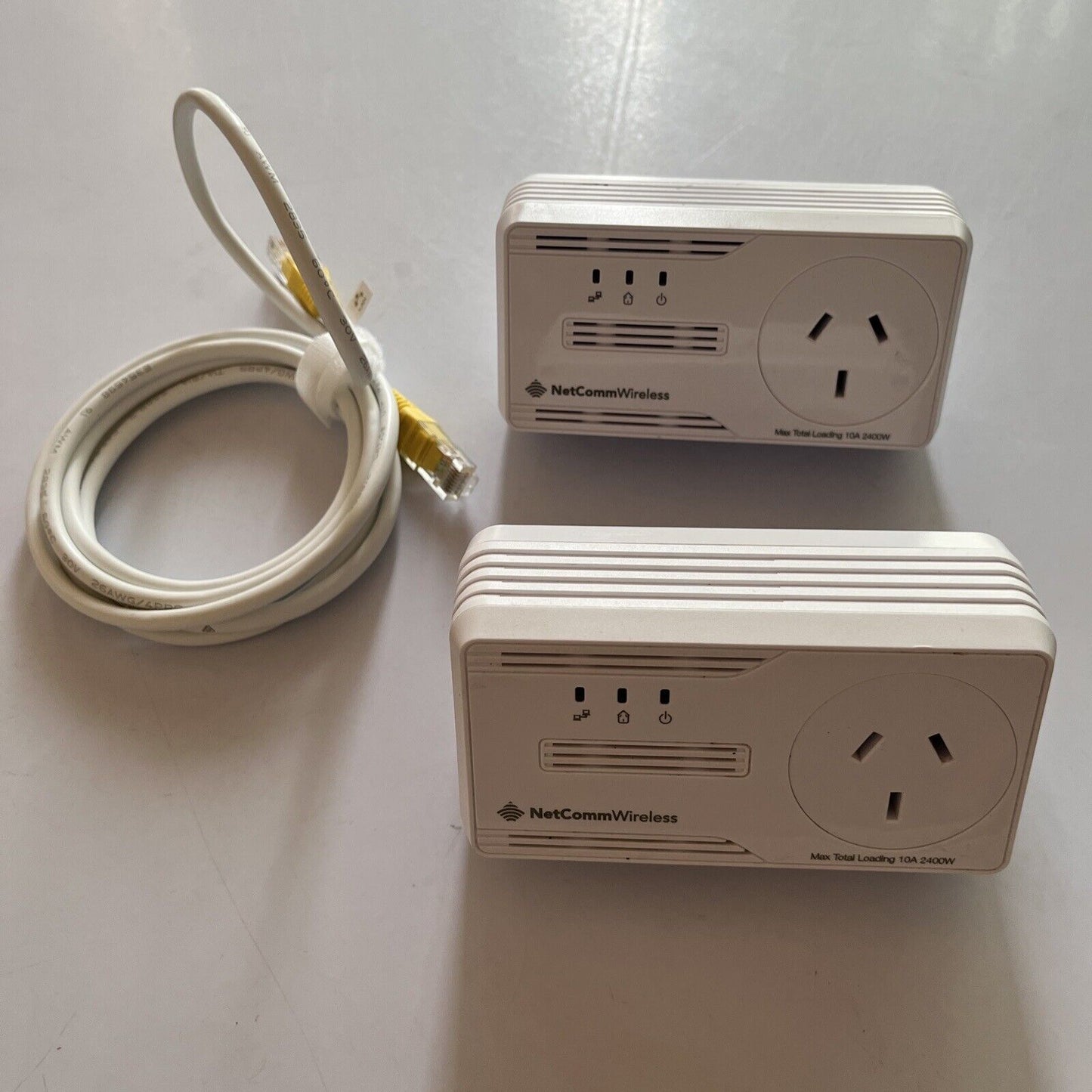 2x NetComm Wireless NP505F Powerline Adapter With AC Pass-Through