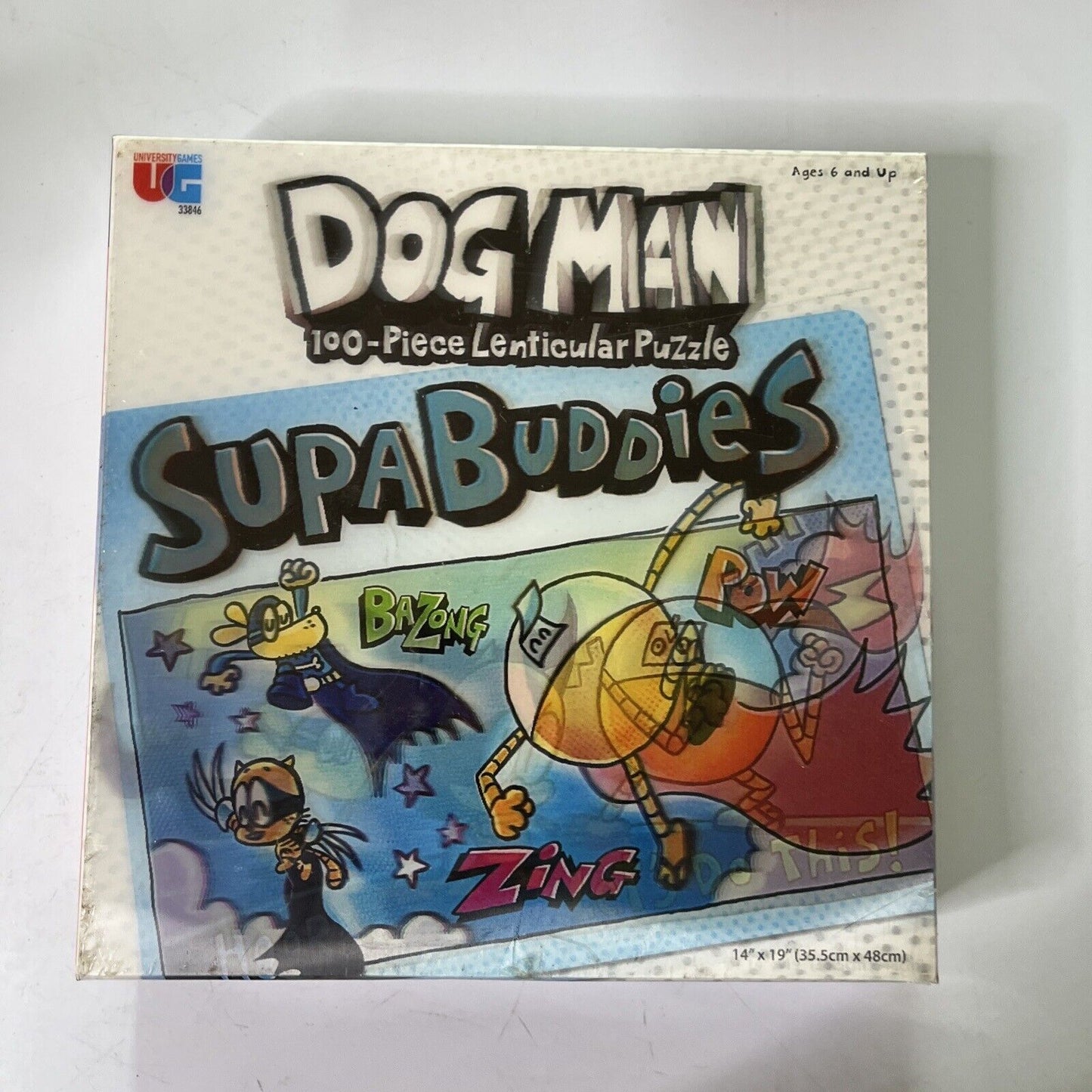 *New Sealed* Dog Man Supa Buddies 3D Lenticular Puzzle 100 Piece Kids Puzzle