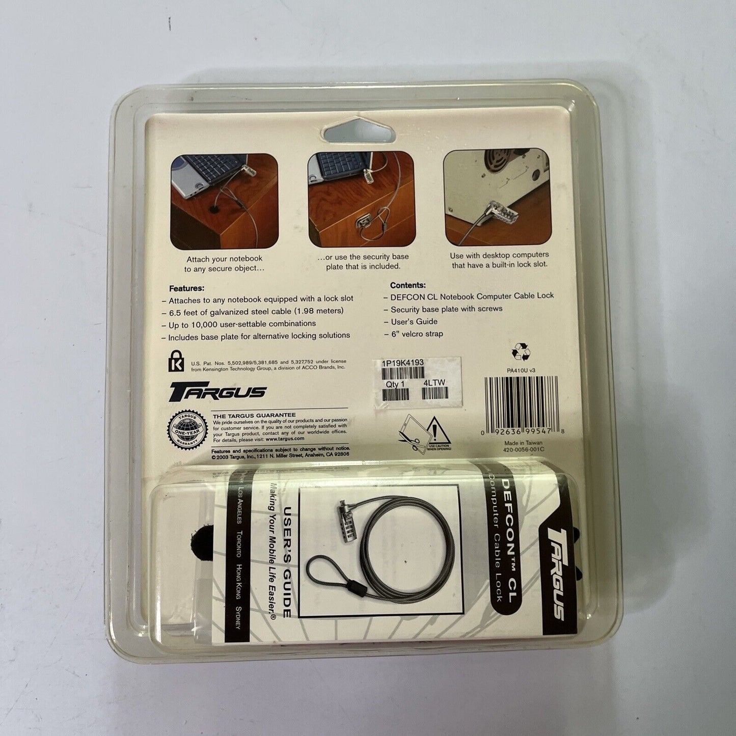 Targus PA410AU DEFCON CL Notebook Laptop Coiled Cable Lock *New Sealed*