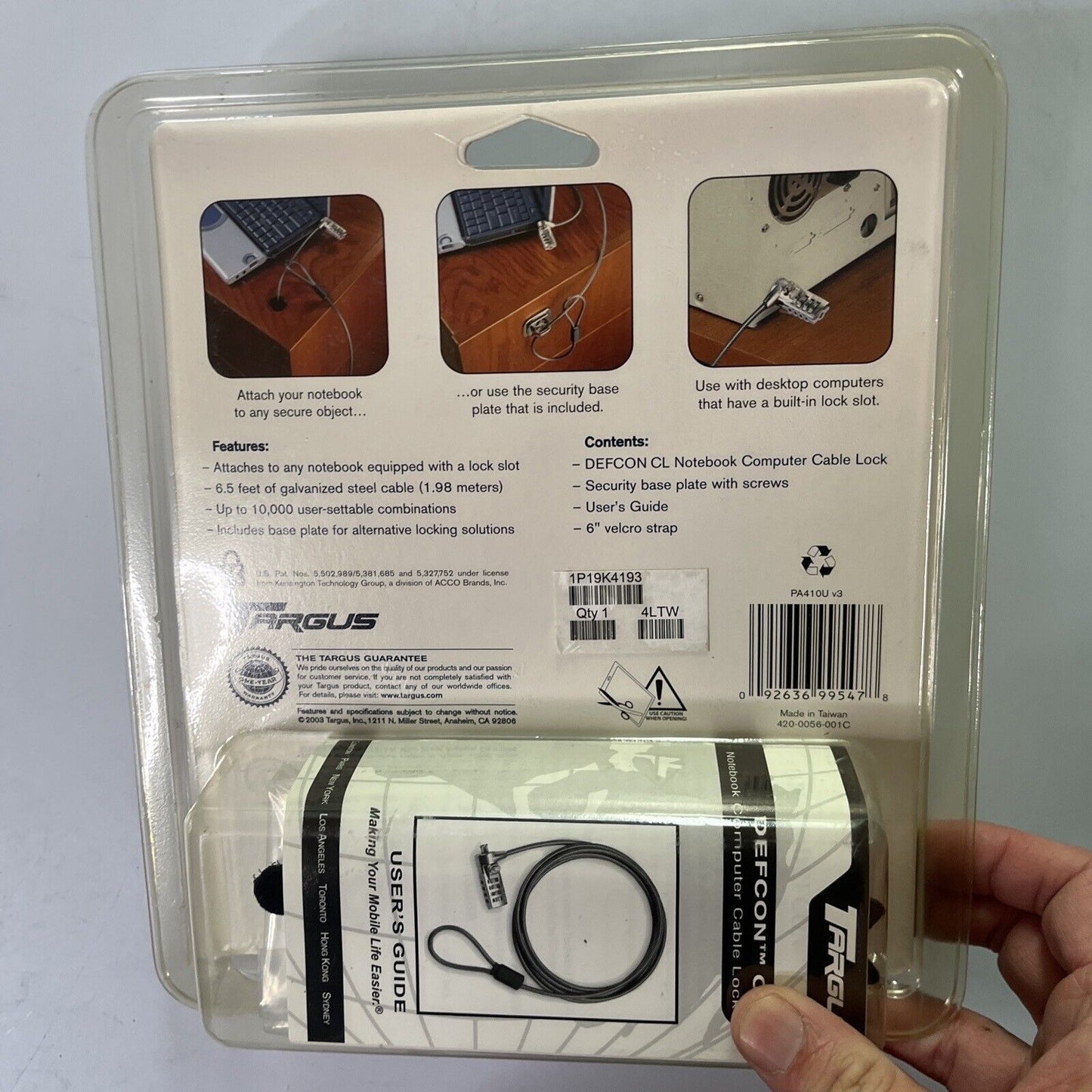 Targus PA410AU DEFCON CL Notebook Laptop Coiled Cable Lock *New Sealed*