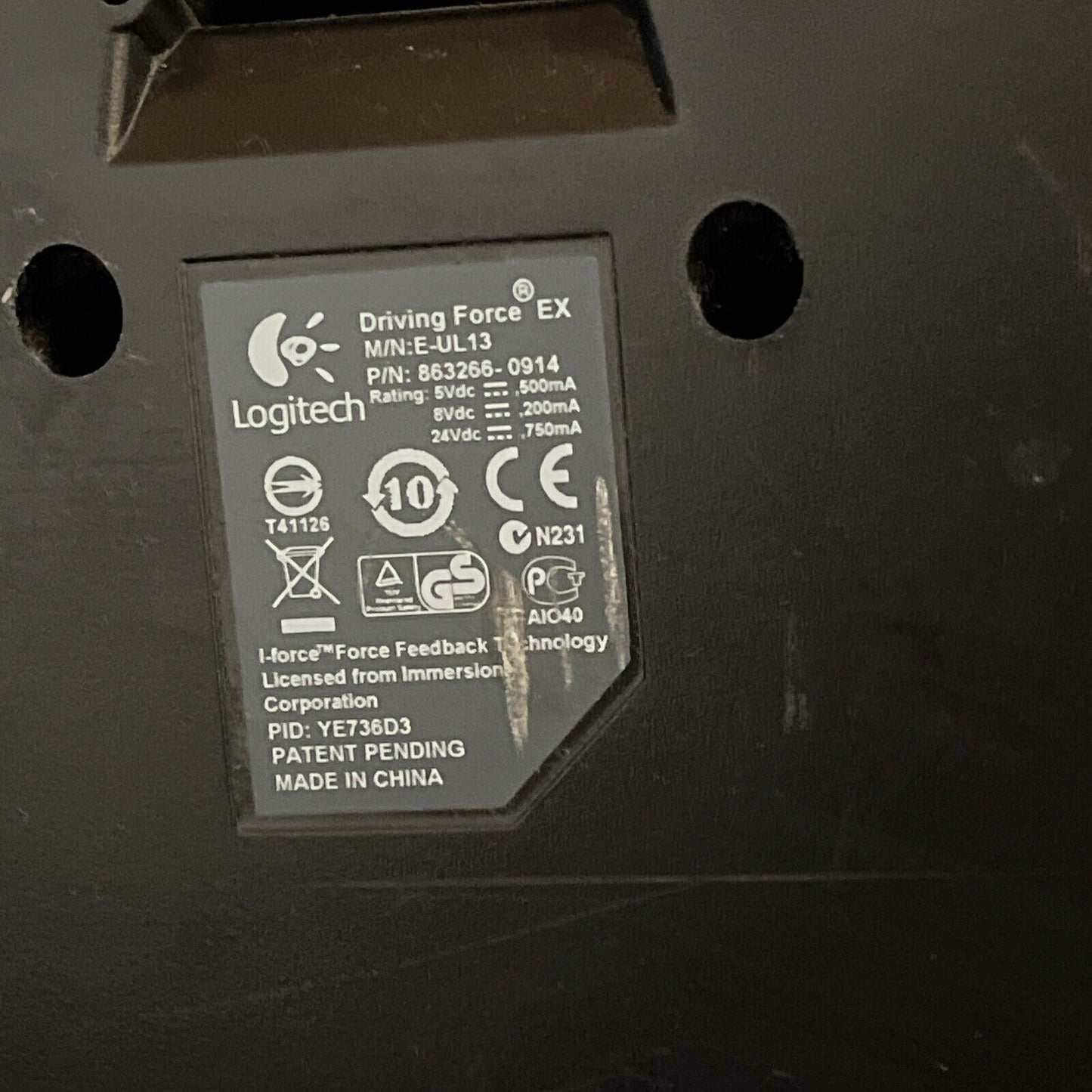 Logitech Driving Force EX E-UL13 For PlayStation 2 *Missing Pedals*