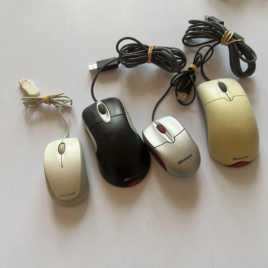 4x Microsoft Optical Mouse: 500 V.2, Notebook Optical, Intellimouse, Wheel 1.1A