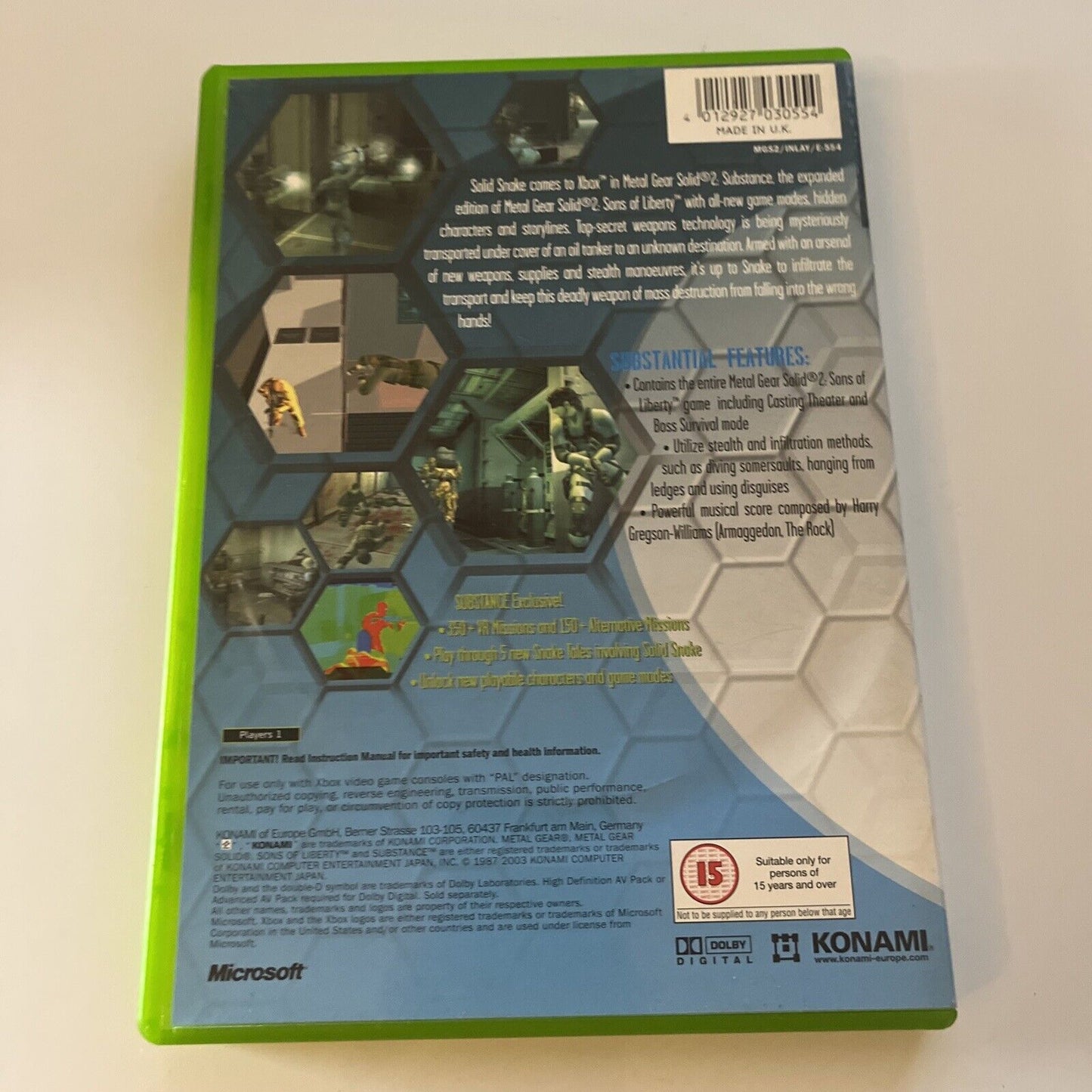 Metal Gear Solid 2 Substance Original Xbox PAL