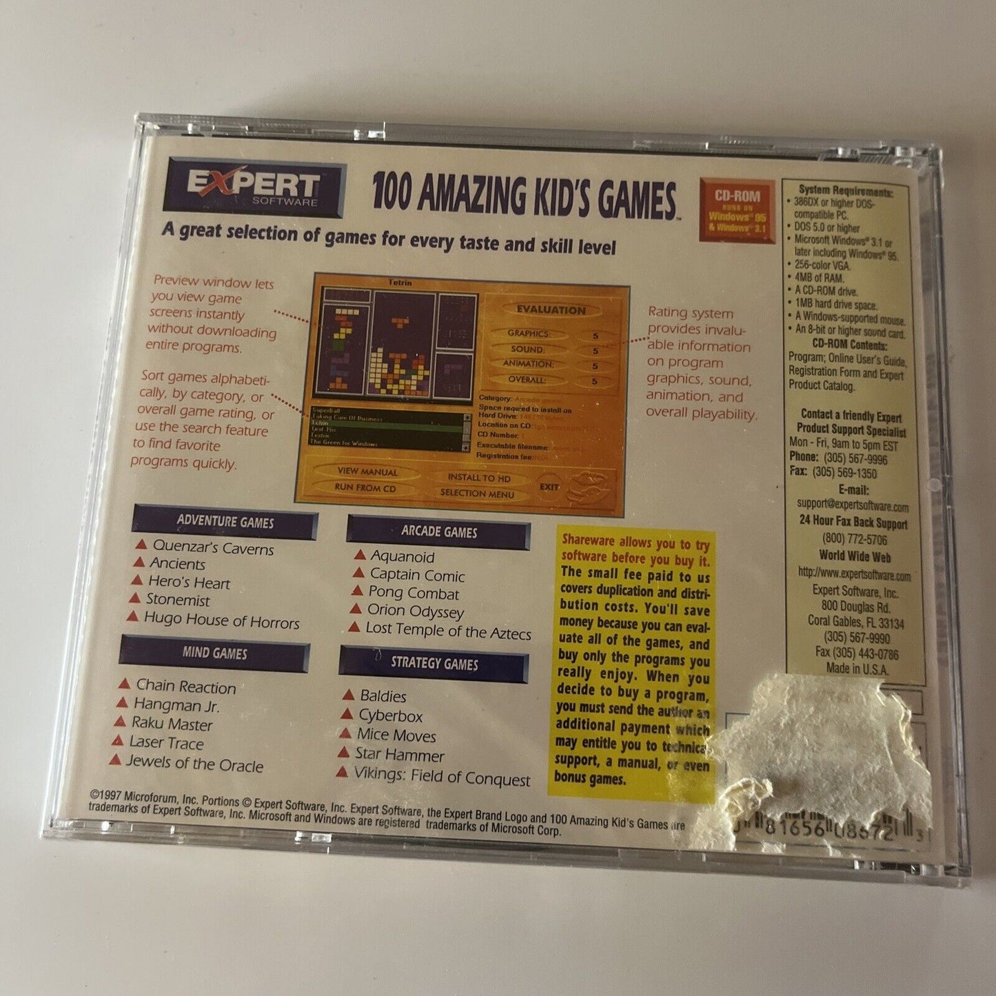 100 Amazing Kid's Games PC CDROM 1997 Windows 95 *New Sealed*