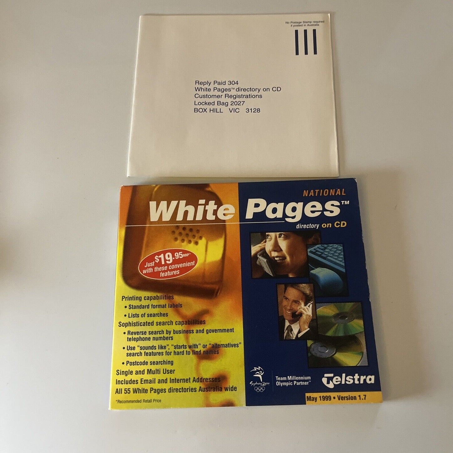 White Pages Australia National Phone Directory On CD Telstra 1999 PC CDROM Win95