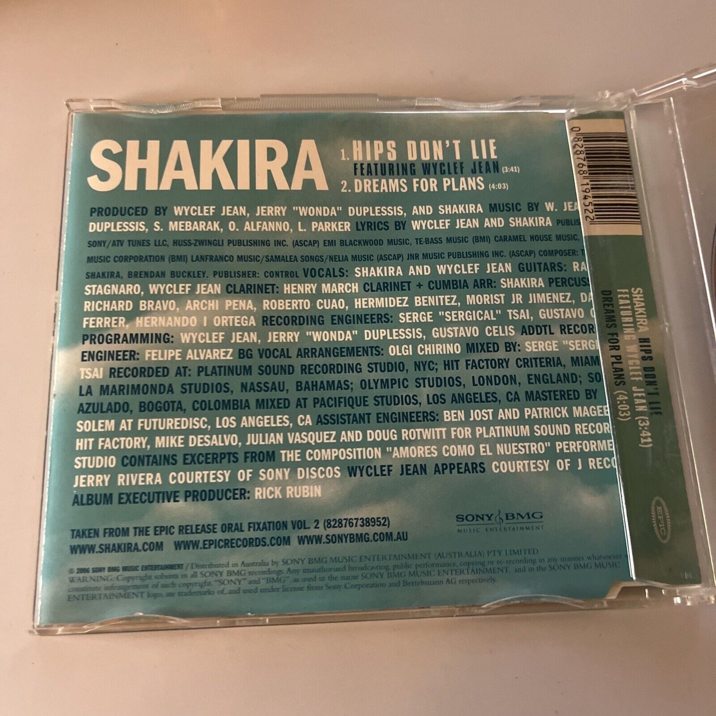 Shakira Featuring Wyclef Jean - Hips Don't Lie (CD, 2006)