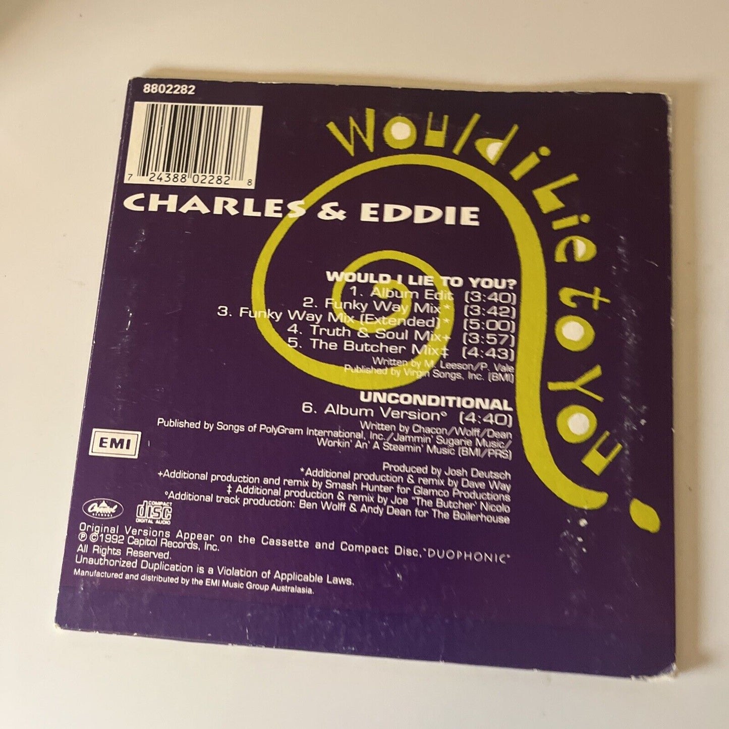 Charles & Eddie Would I Lie To You (CD, 1992) Single [Card Sleeve