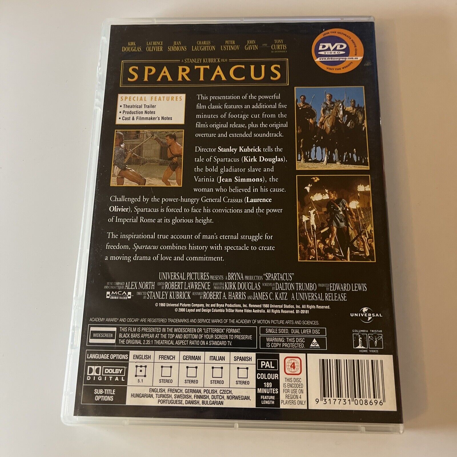 その他 Greeks [DVD] Spartacus (DVD, 1960) Kirk Douglas Stanley Kubrick Film