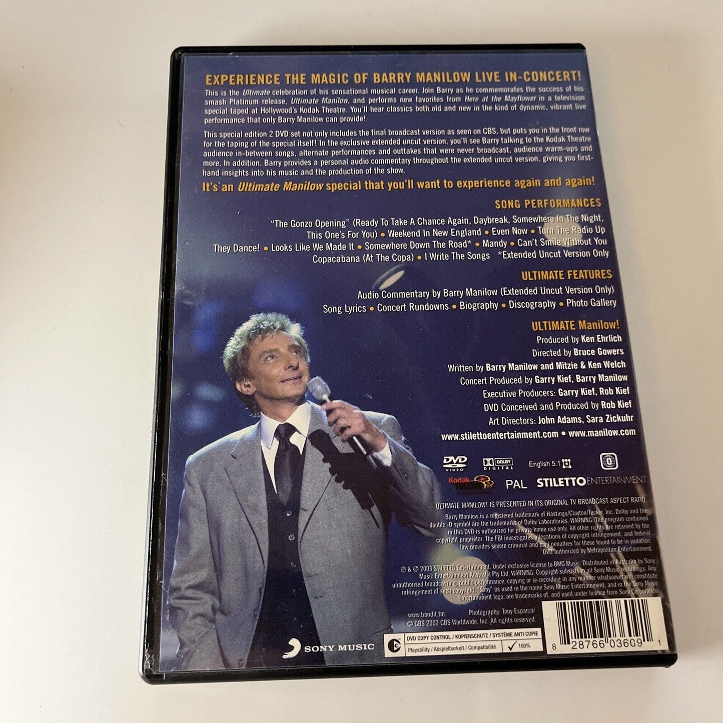 Barry Manilow Ultimate Manilow: Live at the Kodak Theatre (DVD, 2004) All Region