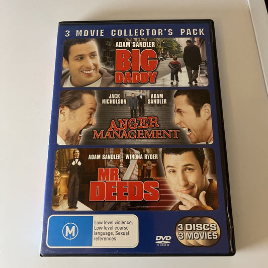 Big Daddy / Anger Management / Mr. Deeds (DVD, 2006) Adam Sandler Region 4  NEW