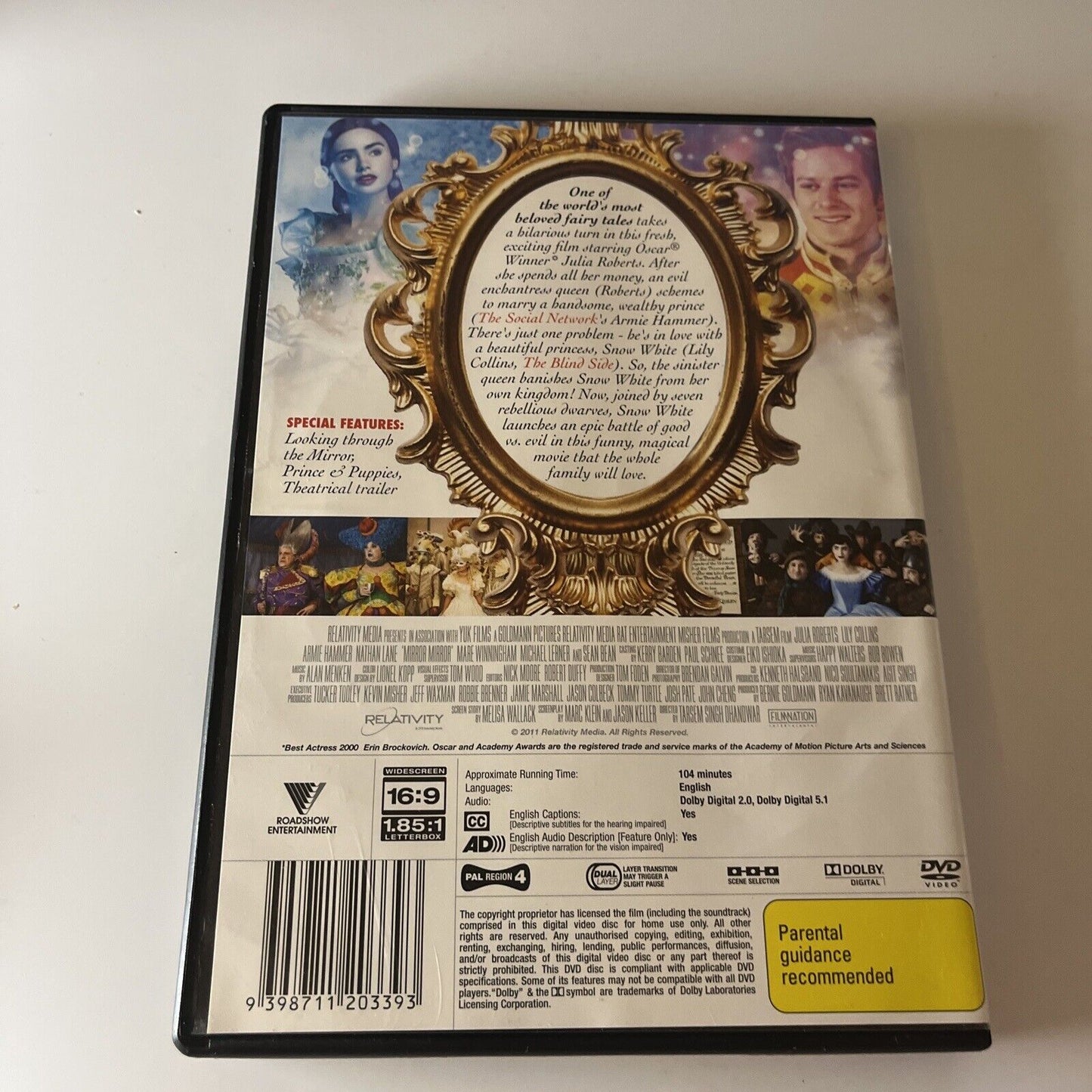 Mirror Mirror (DVD, 2012) Julia Roberts, Lily Collins Region 4 NEW