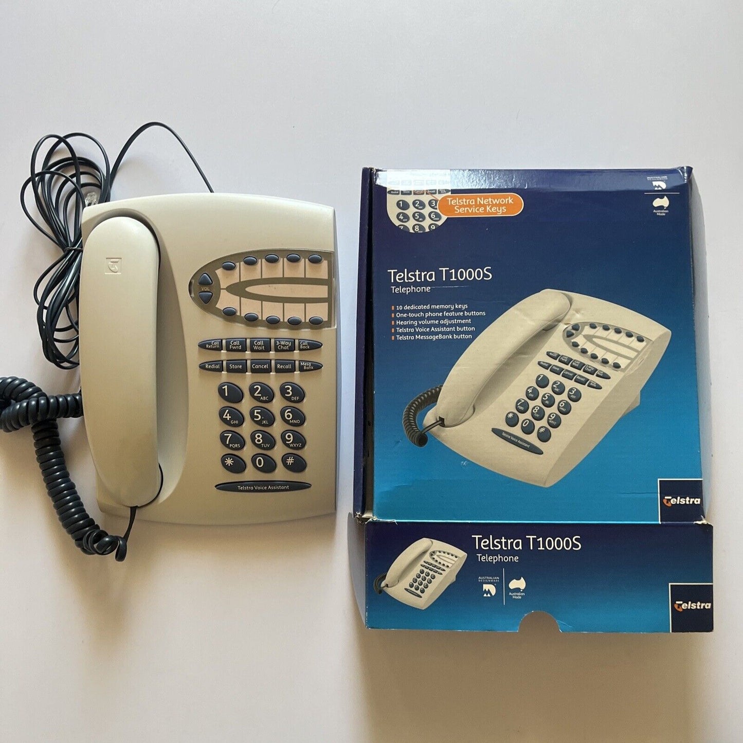 Telstra T1000S Corded Phone With Wall Mount Bracket Telephone NBN Compatible