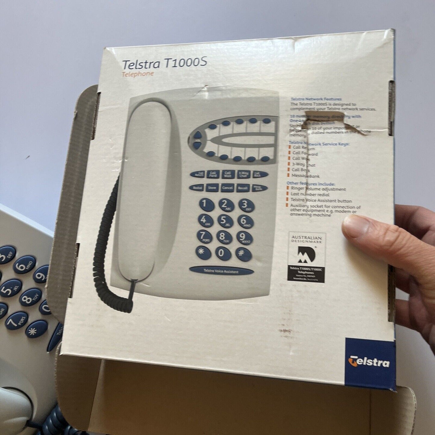 Telstra T1000S Corded Phone With Wall Mount Bracket Telephone NBN Compatible