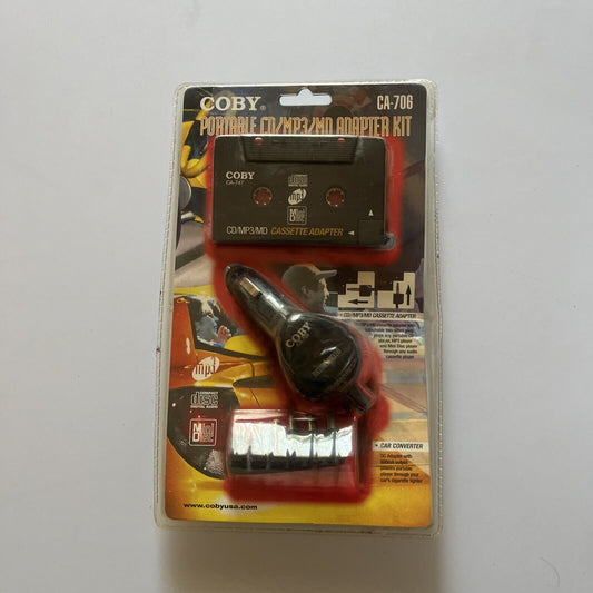Coby Portable CD/MP3/MD Cassette Adapter Kit CA-706 *New Sealed*