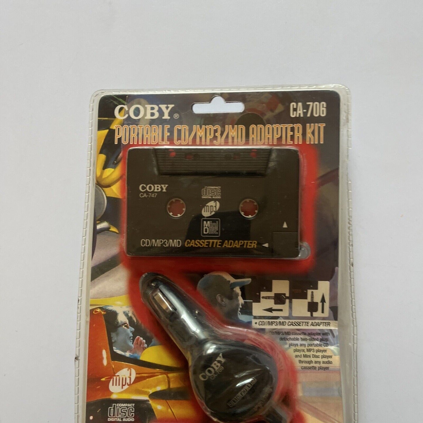 Coby Portable CD/MP3/MD Cassette Adapter Kit CA-706 *New Sealed*