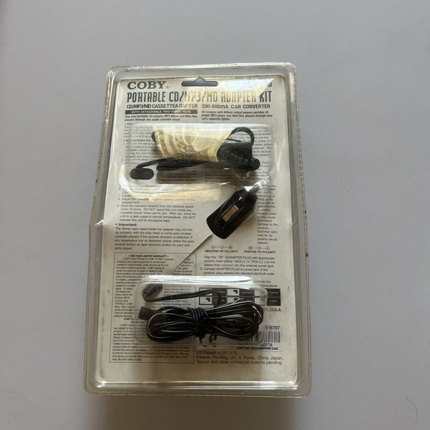 Coby Portable CD/MP3/MD Cassette Adapter Kit CA-706 *New Sealed*