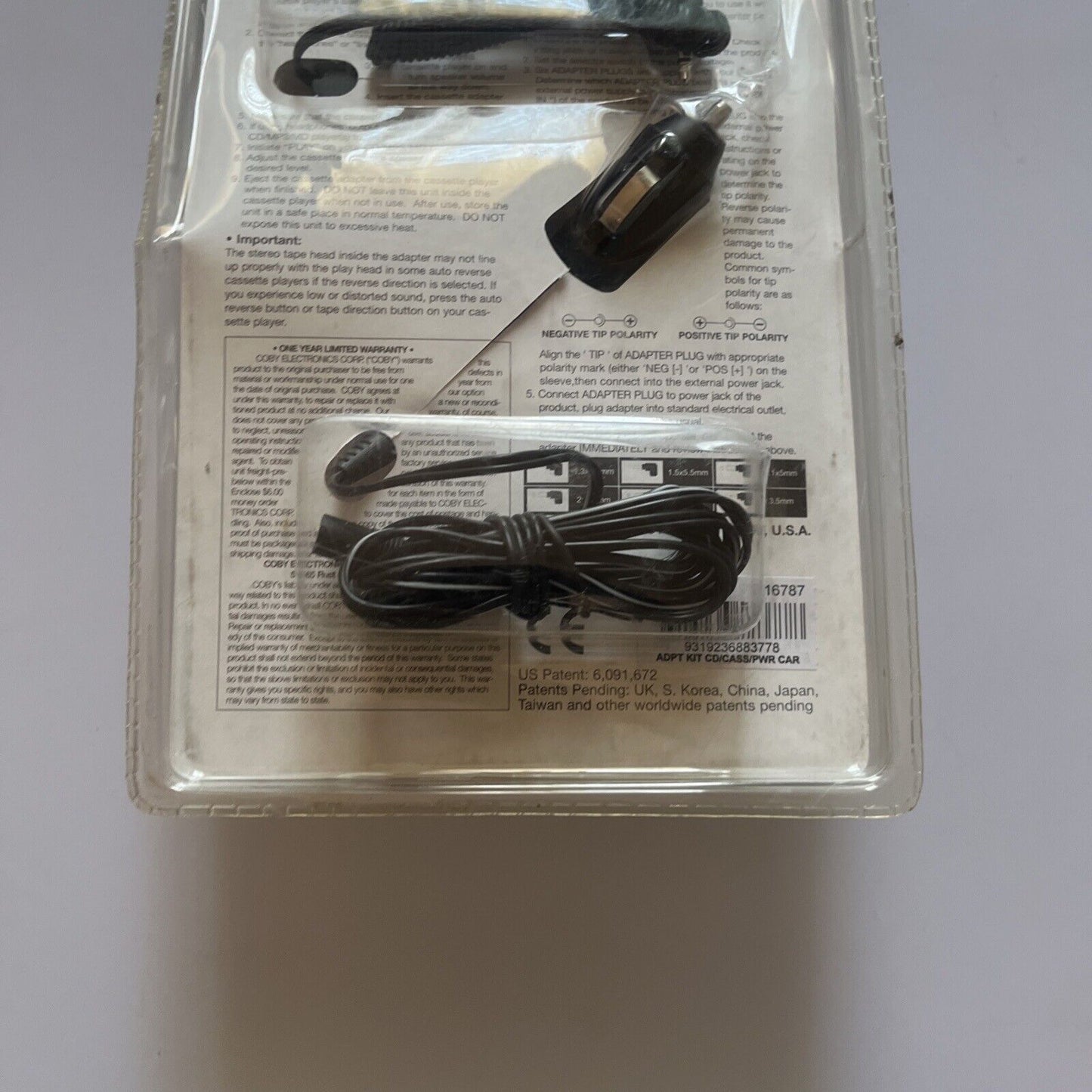 Coby Portable CD/MP3/MD Cassette Adapter Kit CA-706 *New Sealed*