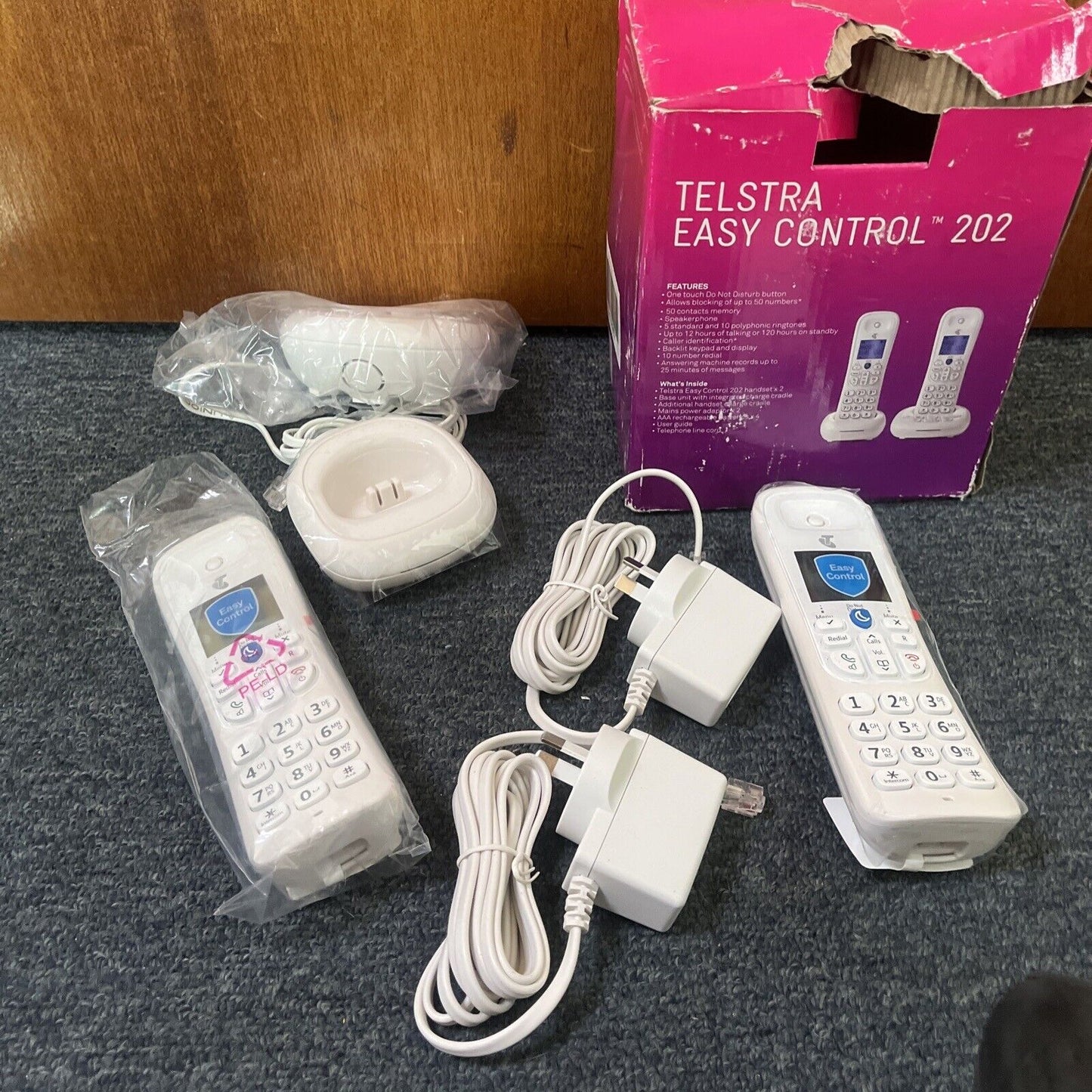 Telstra Easy Control 202 Twin pack Cordless Phone with Answering Machine