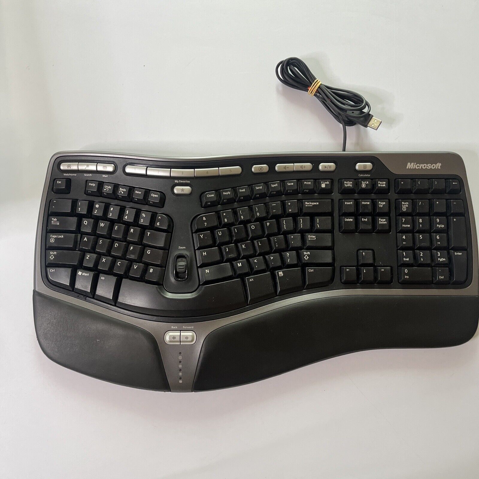 Microsoft Natural Ergonomic Keyboard 4000 V1.0 USB Wired with Palm Res ...