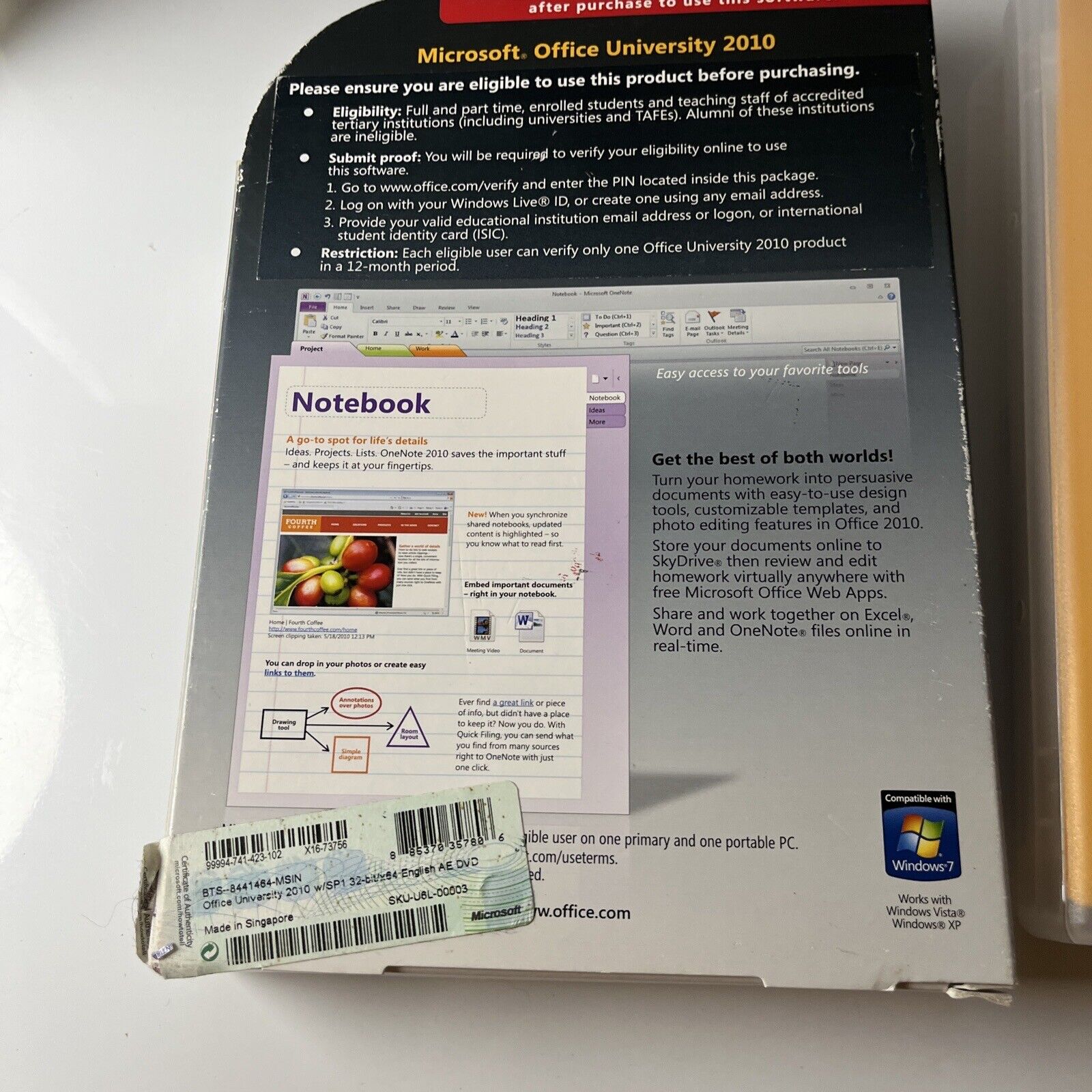 Microsoft Office University 2010 PC DVDROM Windows Retro Unit