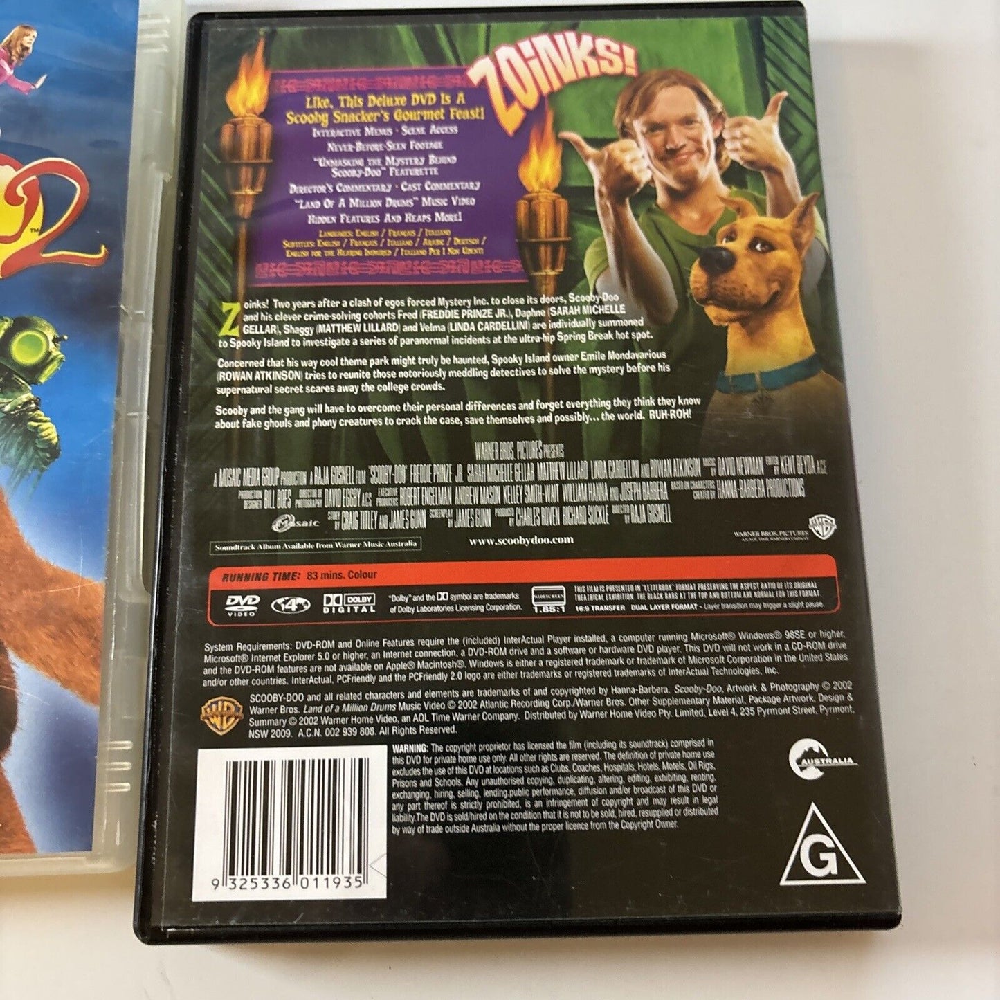 Scooby Doo 1 + 2 Monsters Unleashed (DVD, 2001) Region 4