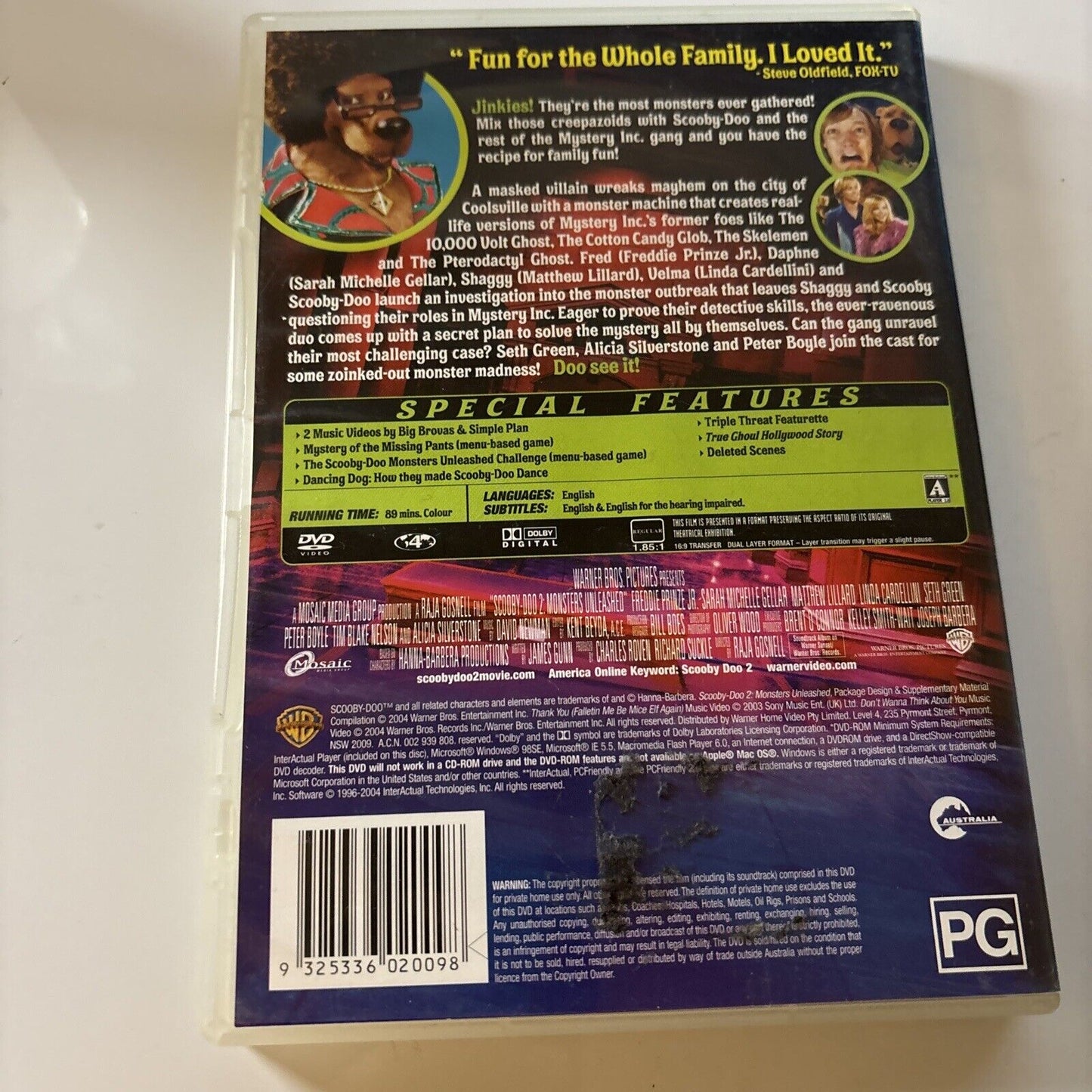 Scooby Doo 1 + 2 Monsters Unleashed (DVD, 2001) Region 4