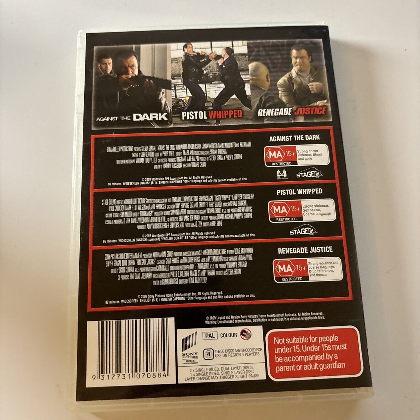 Against The Dark / Pistol Whipped / Renegade Justice DVD Steven Seagal Region 4