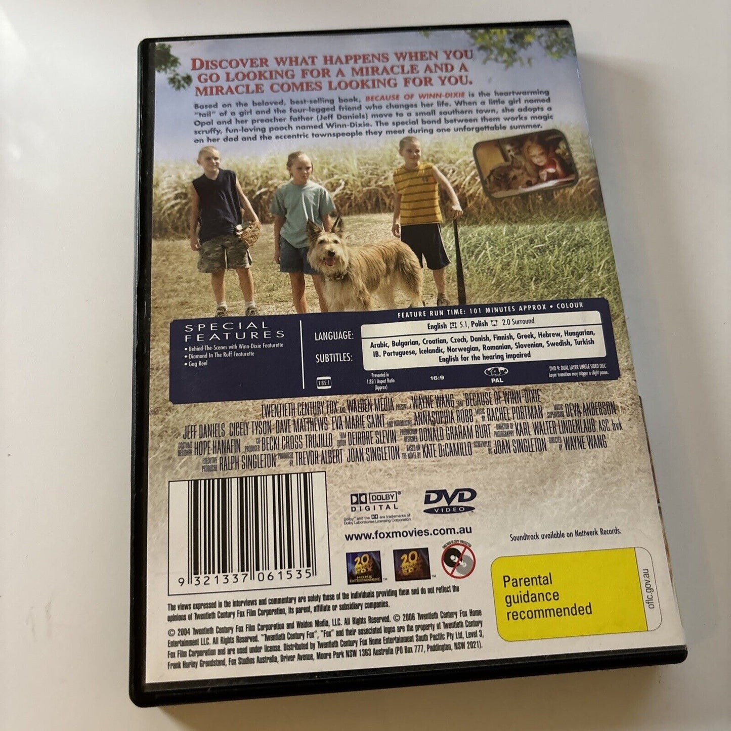 Because Of Winn-Dixie  (DVD, 2005) Jeff Daniels, Anna Sophia Robb  Region 4