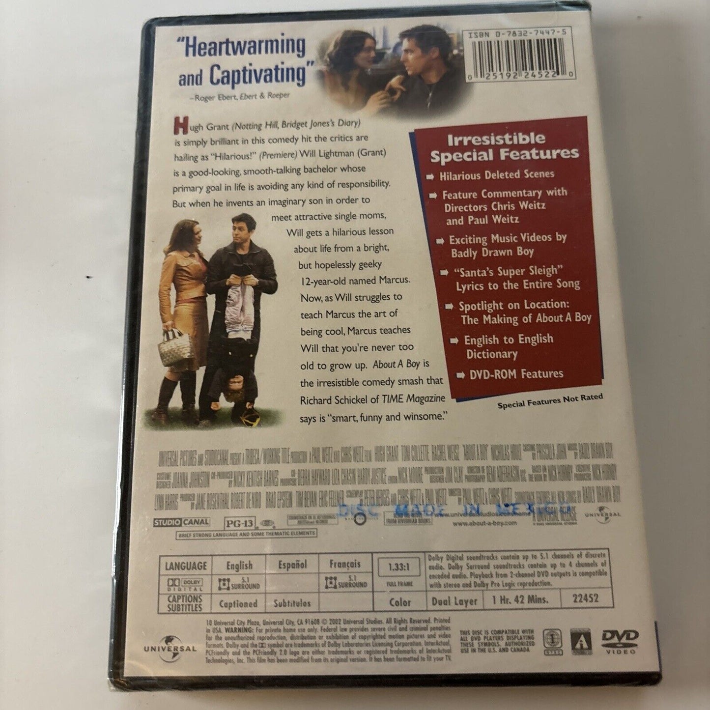 About A Boy (DVD, 2002) Rachel Weisz, Hugh Grant Region 1 *New Sealed*