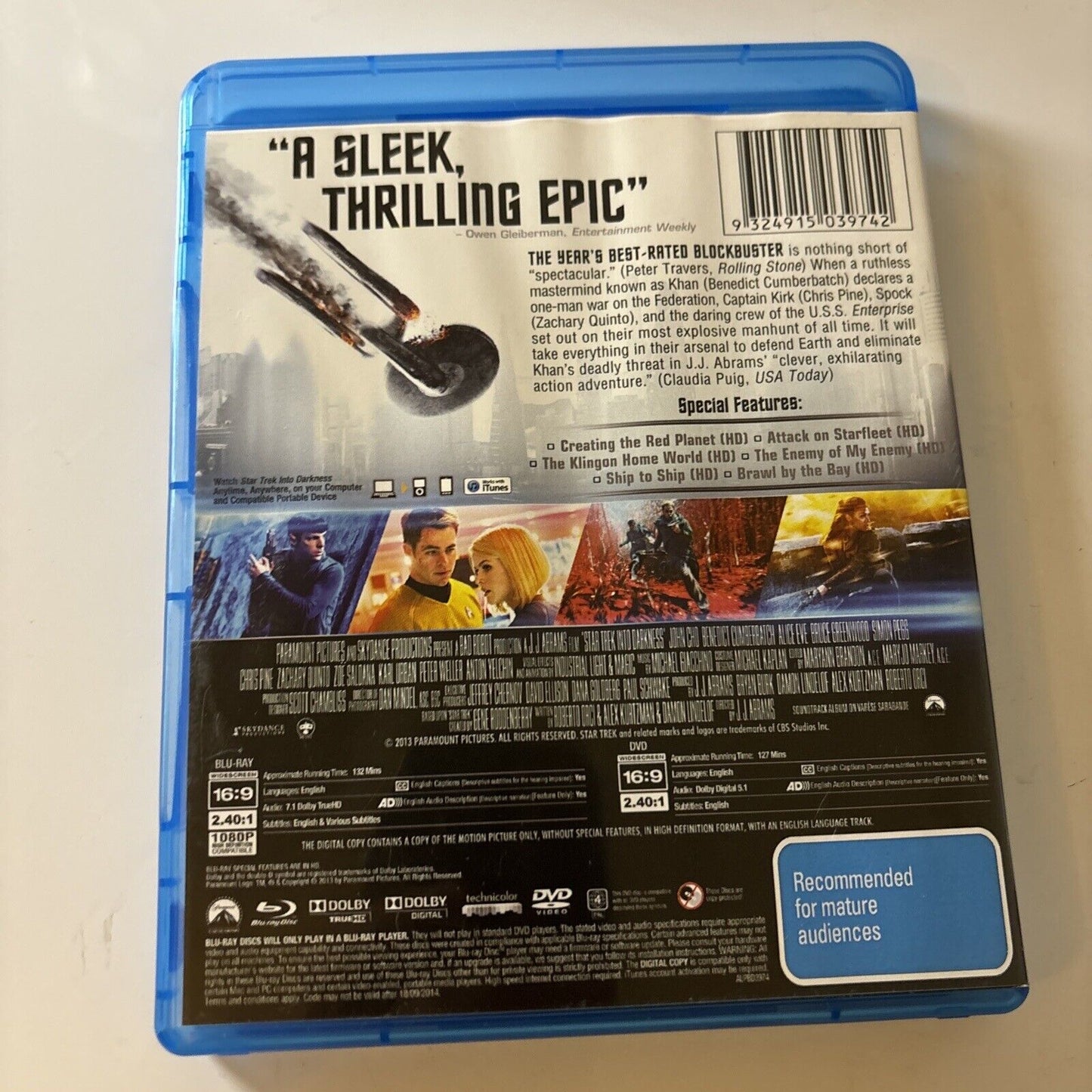 Star Trek - Into Darkness (Blu-ray + DVD, 2013, 2-Disc) Region B