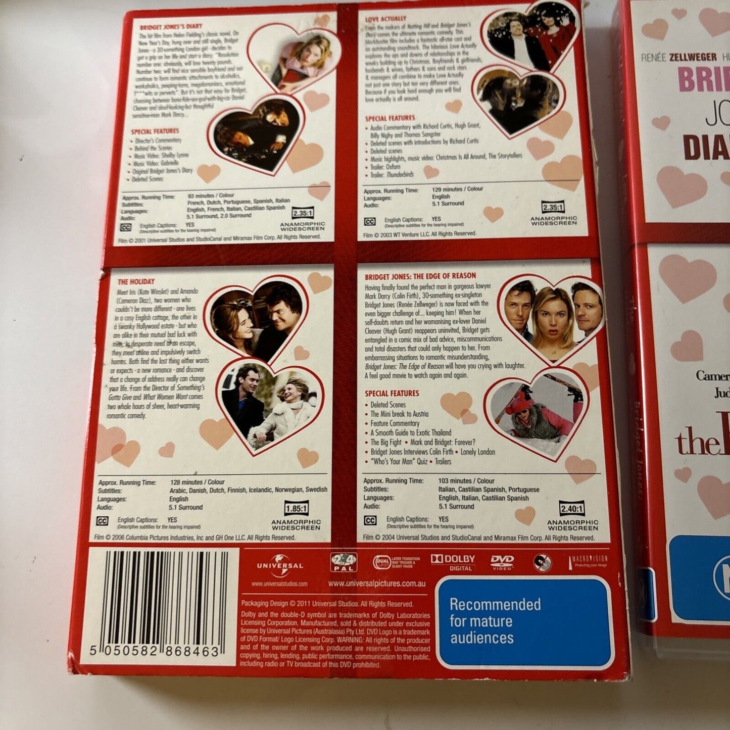 Bridget Jones's Diary & Edge Of Reason / Love Actually / The Holiday DVD Region4