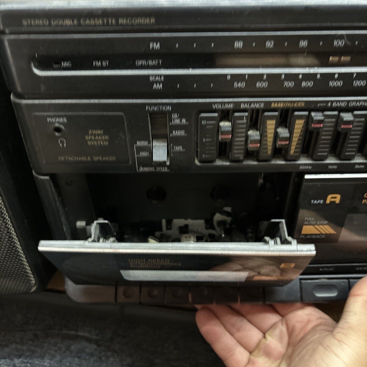 Sanyo MW235F Stereo Double Cassette Recorder Radio *Tape Has Static Sound*